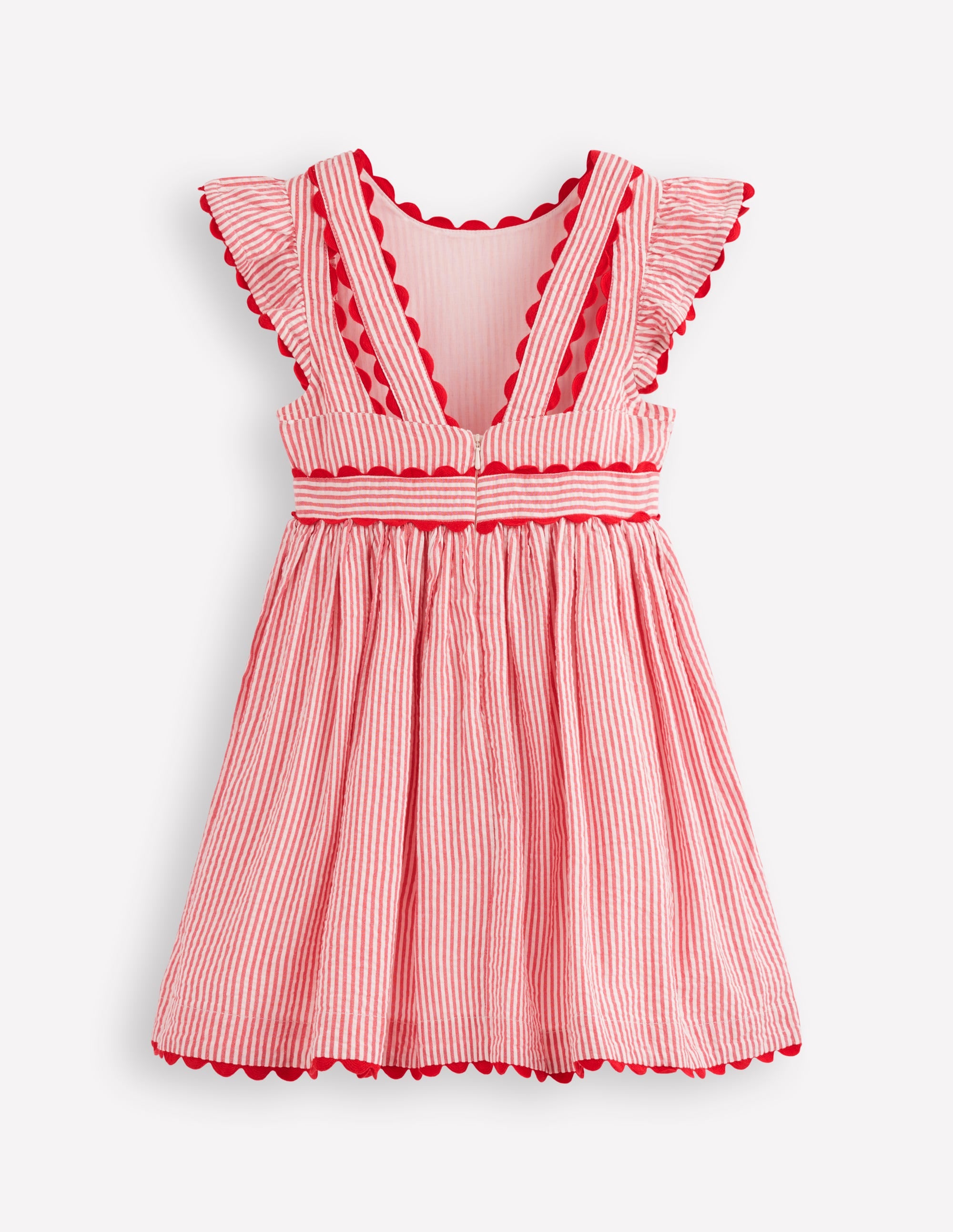 Flatterkleid mit Zackenlitze-Rot mit Streifen - Image 7