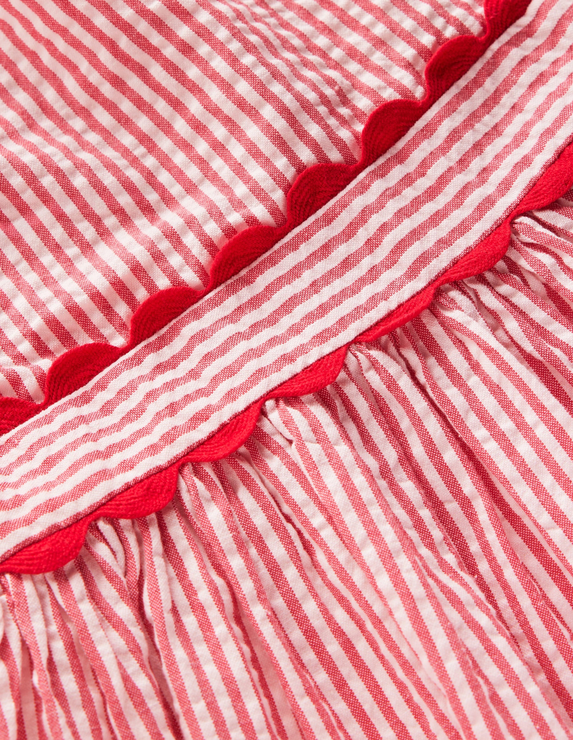 Flatterkleid mit Zackenlitze-Rot mit Streifen-3