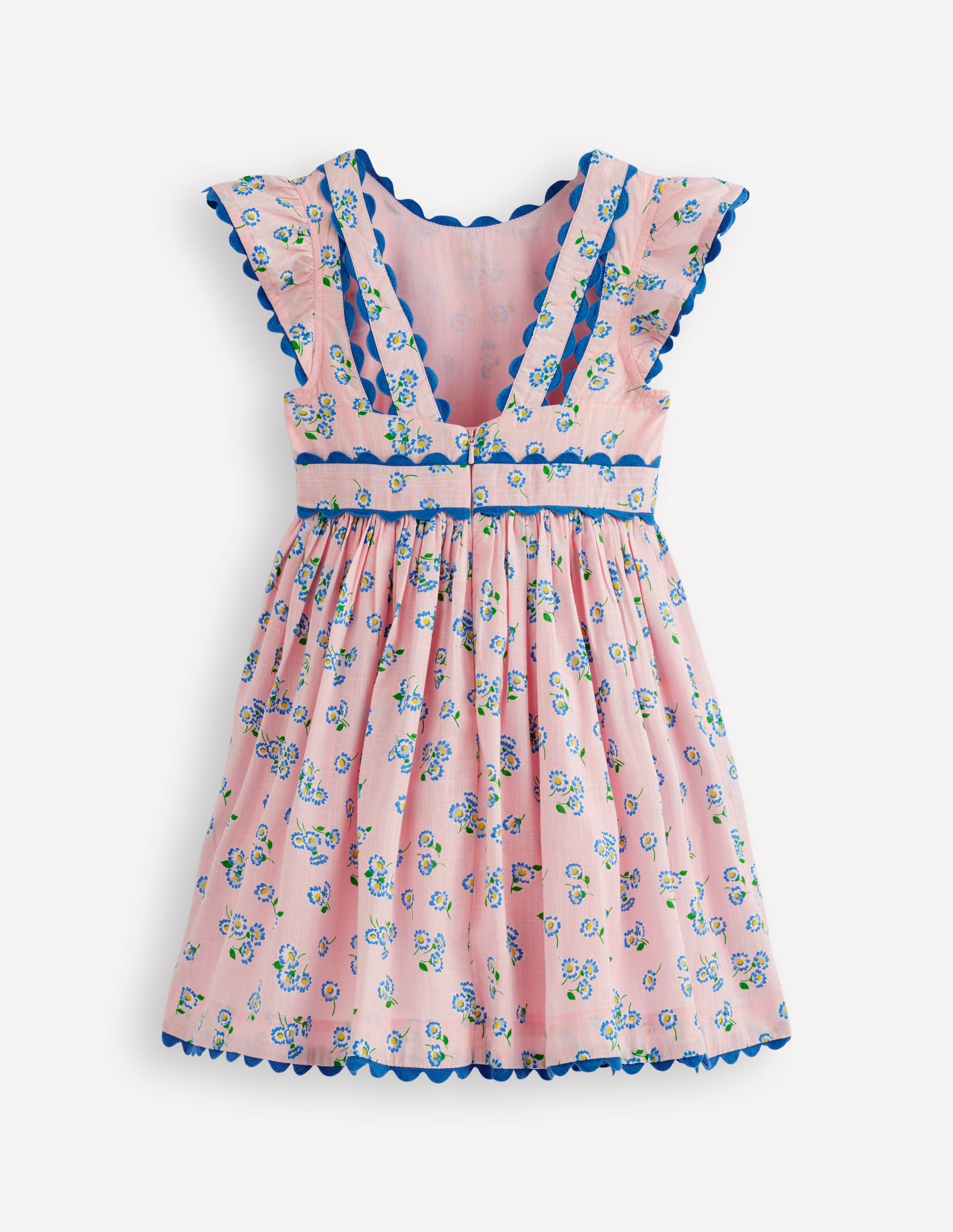 Robe virevoltante à détails en zigzag-Pâquerette rose craie-3