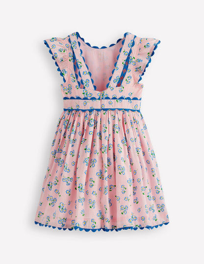 Robe virevoltante à détails en zigzag-Pâquerette rose craie-3