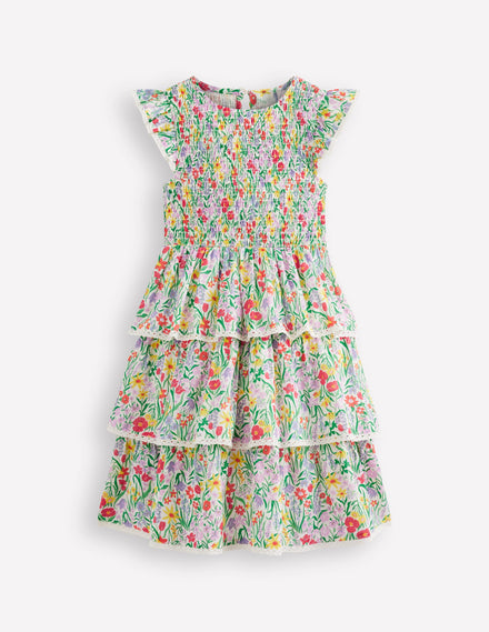 Tiered Lace Woven Dress-Multi Spring Floral