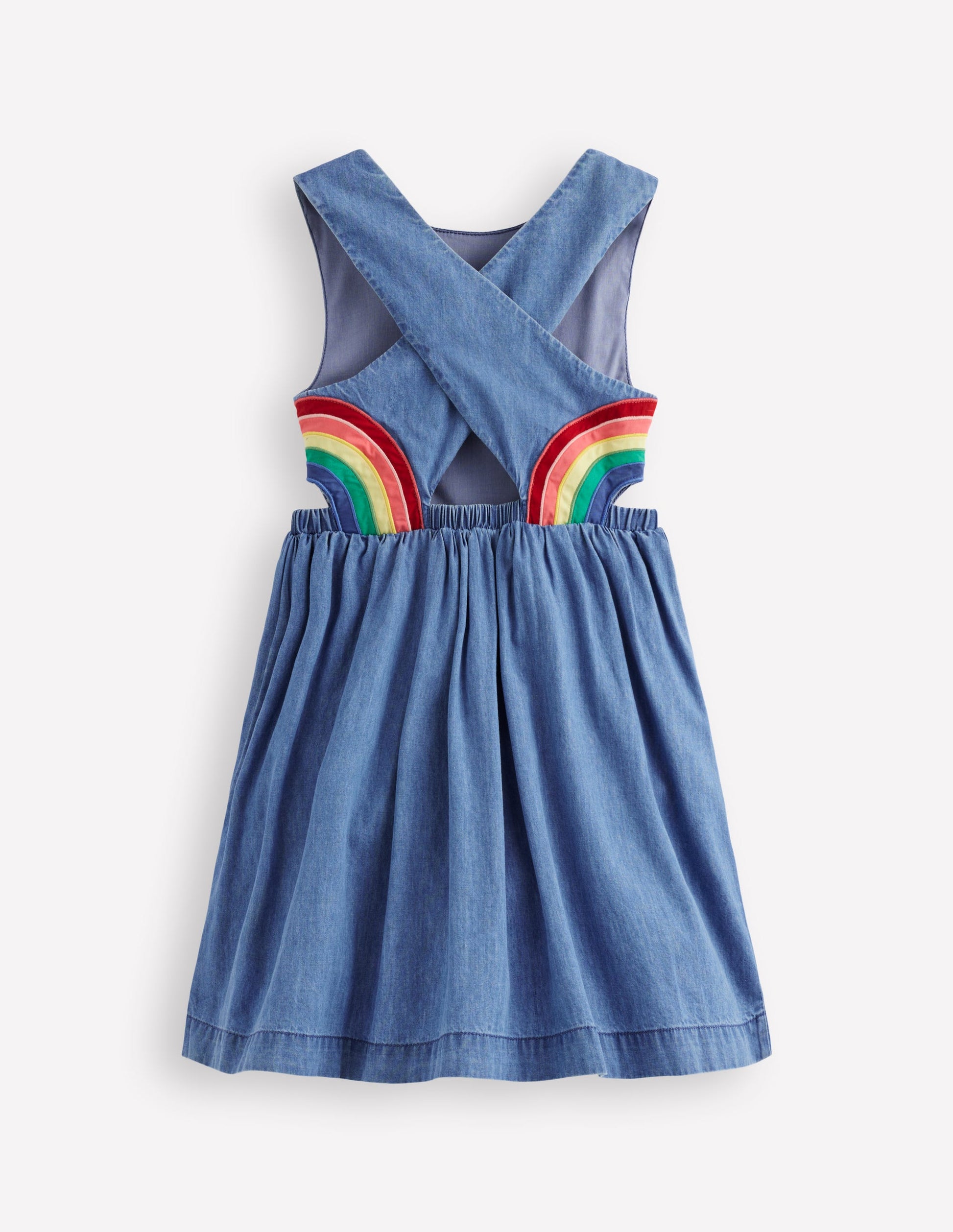 Kleid mit gekreuzten Trägern in Regenbogenfarben-Helle Waschung Regenbogen-4