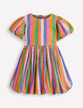Bubble Hem Dress-Multi Stripe