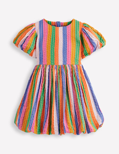 Kleid mit Ballonsaum-Ackerbohnengrün/Pink, Gestreift-2