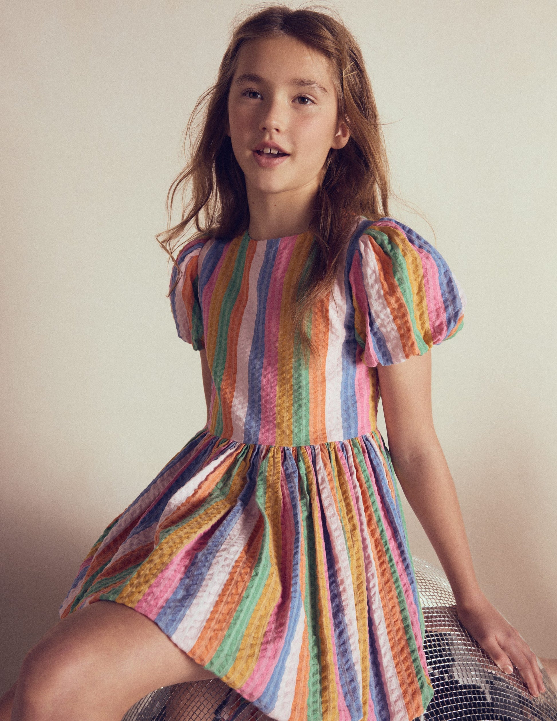 Bubble Hem Dress-Multi Stripe-4