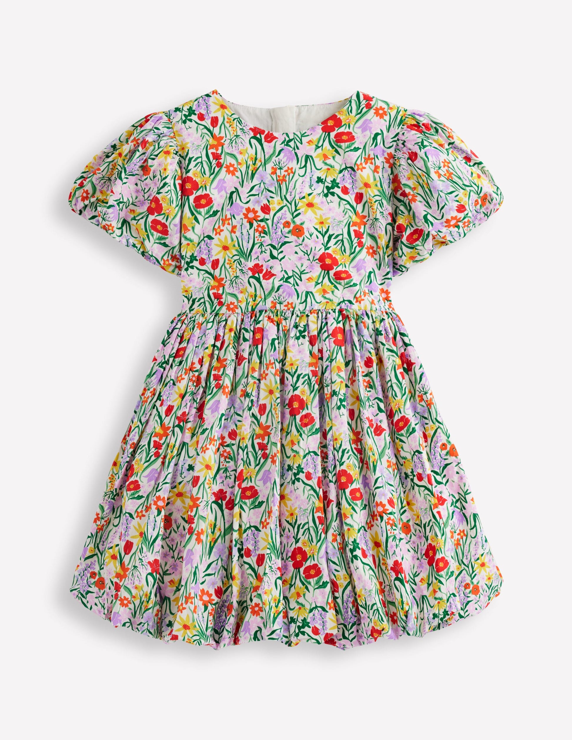 Kleid mit Ballonsaum-Geißblatt Blütenrebe-3