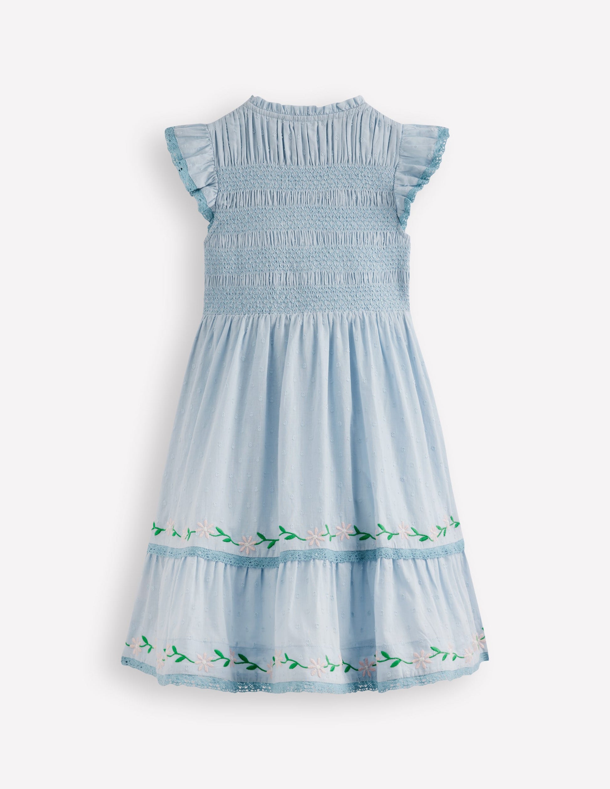 Midikleid mit gesmoktem Oberteil-Nebelblau-2