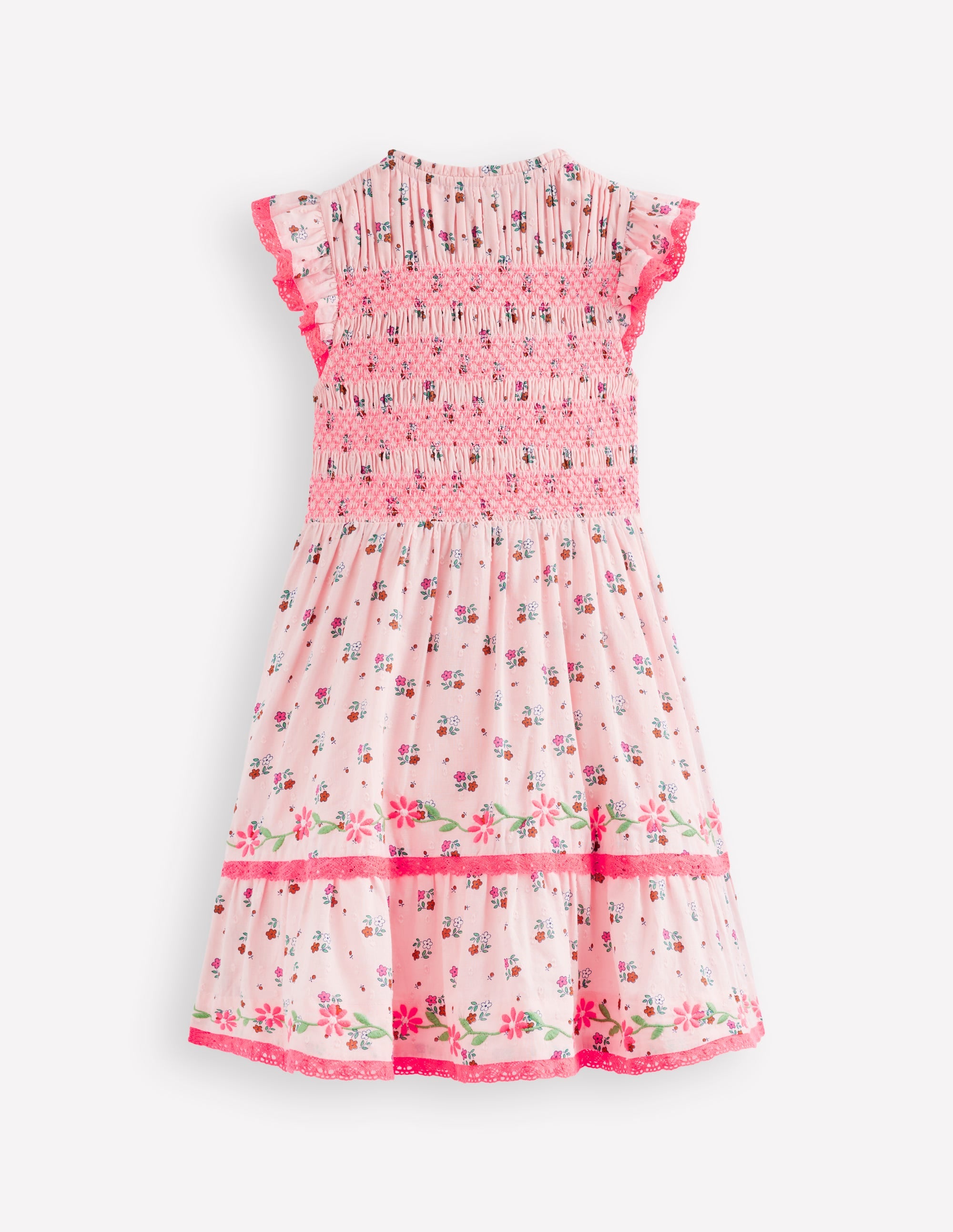 Midikleid mit gesmoktem Oberteil-Kreiderosa Gänseblümchenkette - Image 6