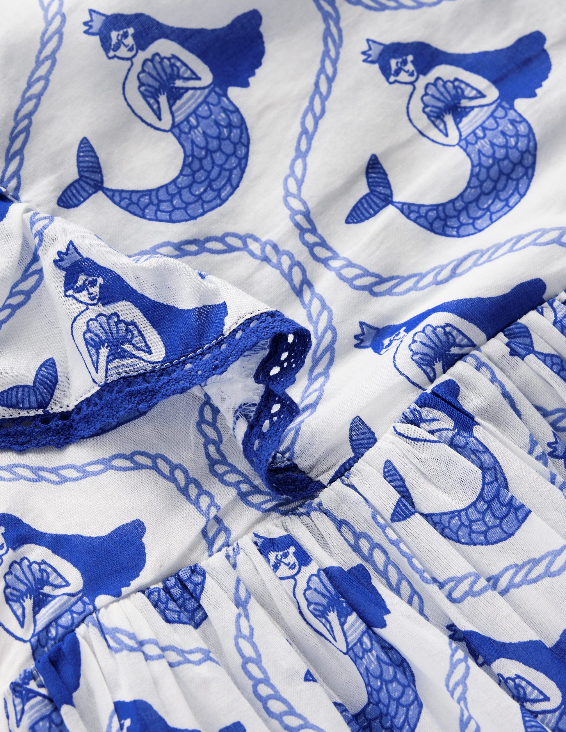 Hübsches, gewebtes Kleid-Sanftes Naturweiß Meerjungfrau Toile-de-Jouy-3