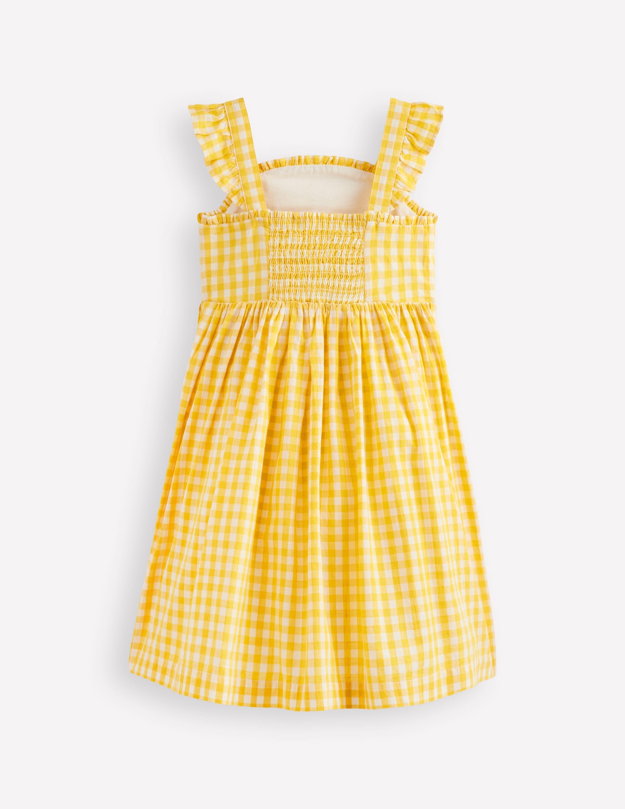 Originelles Trägerkleid-Zitronengelb, Vichykaros - Image 2