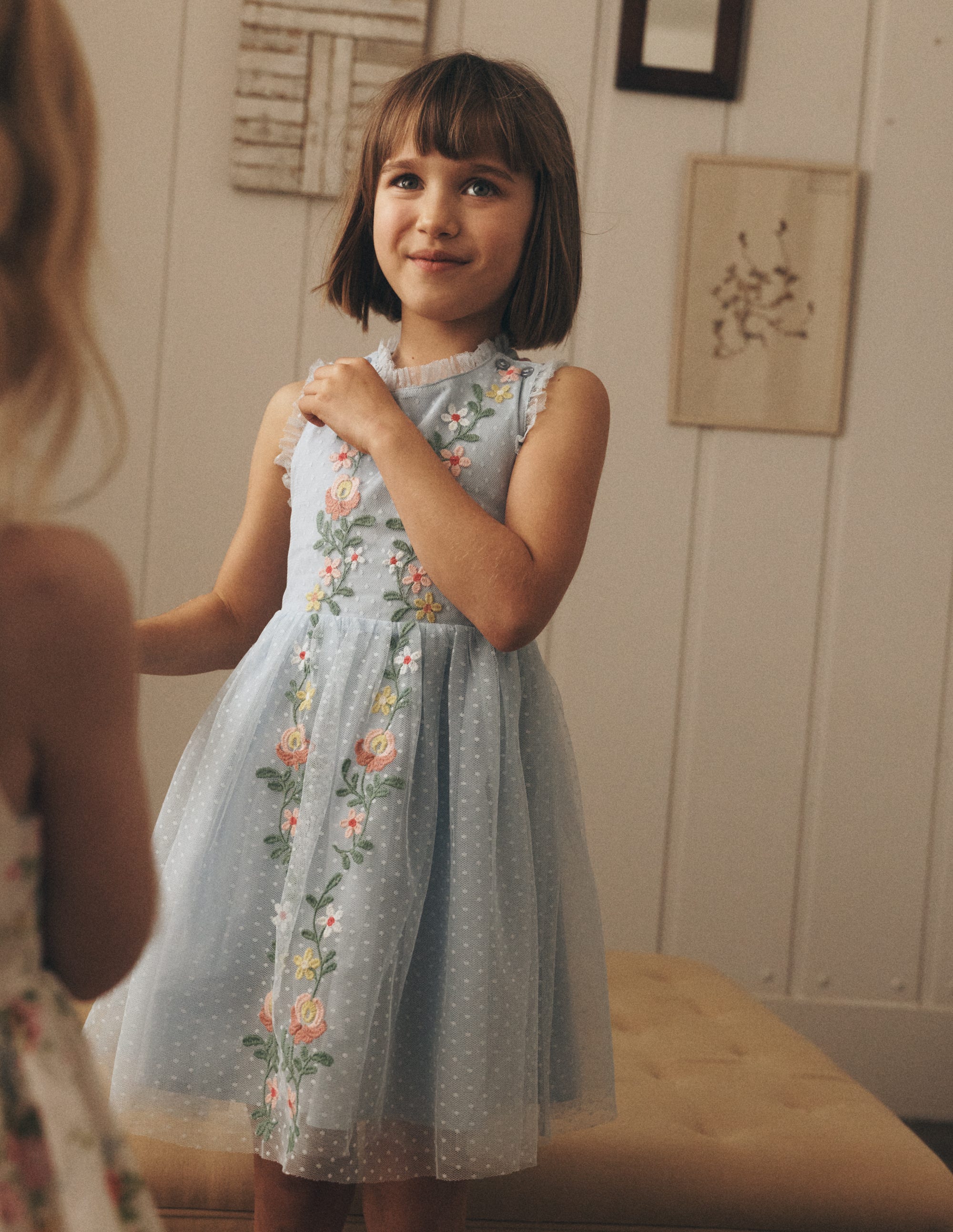 Tüllkleid mit gekreuzten Rückenträgern-Blau - Image 4