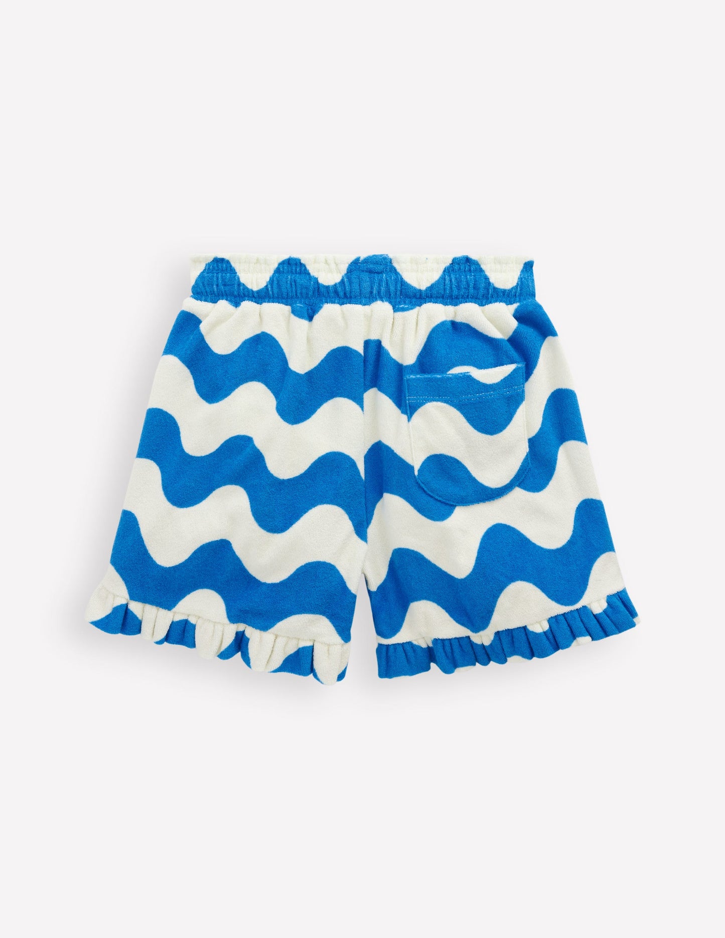 Towelling Ruffle Shorts-Blue Wave