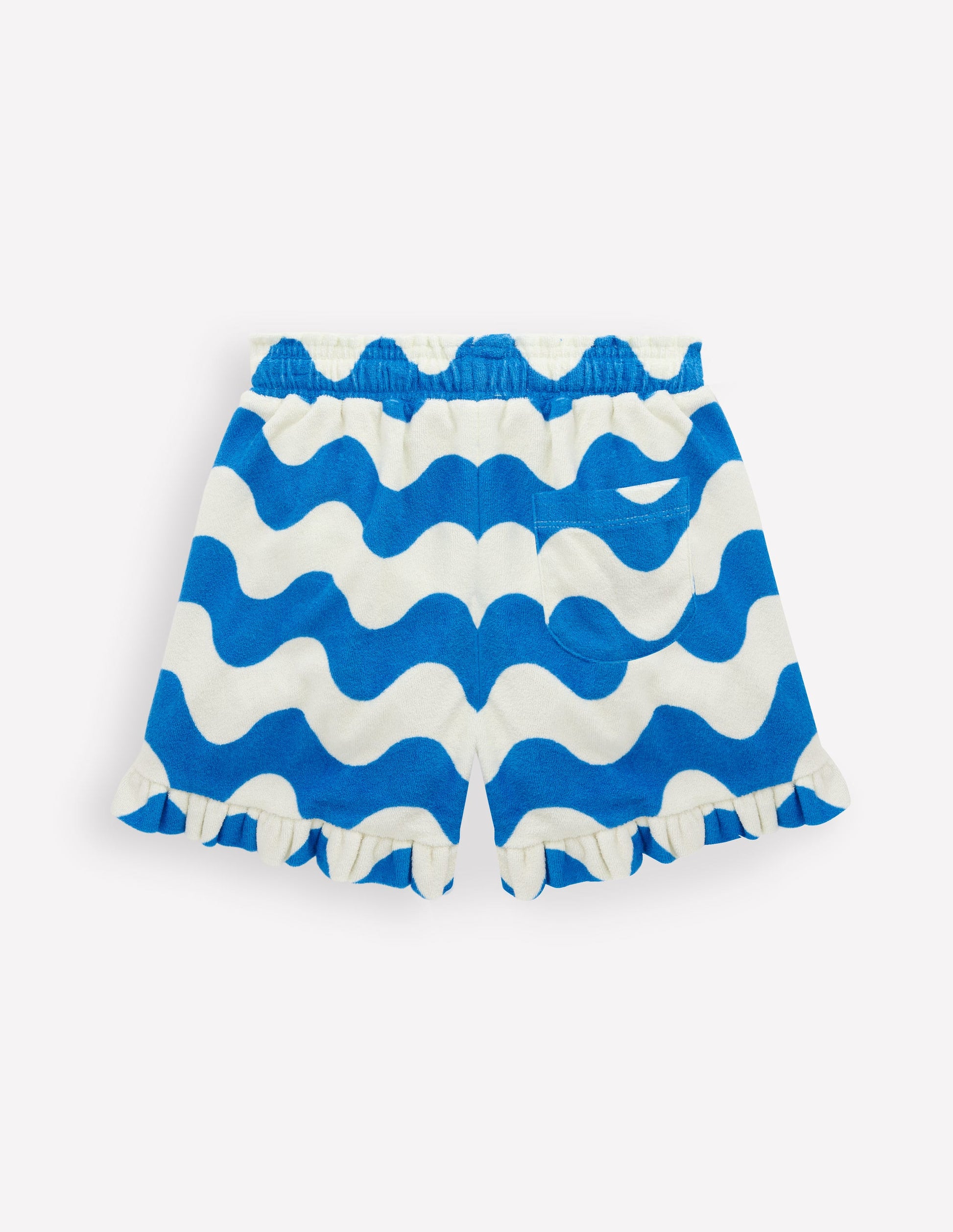 Frottee-Shorts mit Rüschen-Blau, Wellen-2