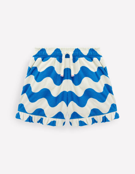 Short à volants en éponge-Bleu vague
