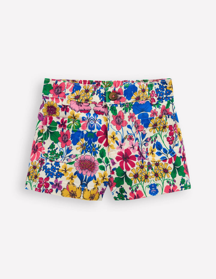 Shorts mit aufgesetzten Taschen-Bunt, Regenbogenblumen