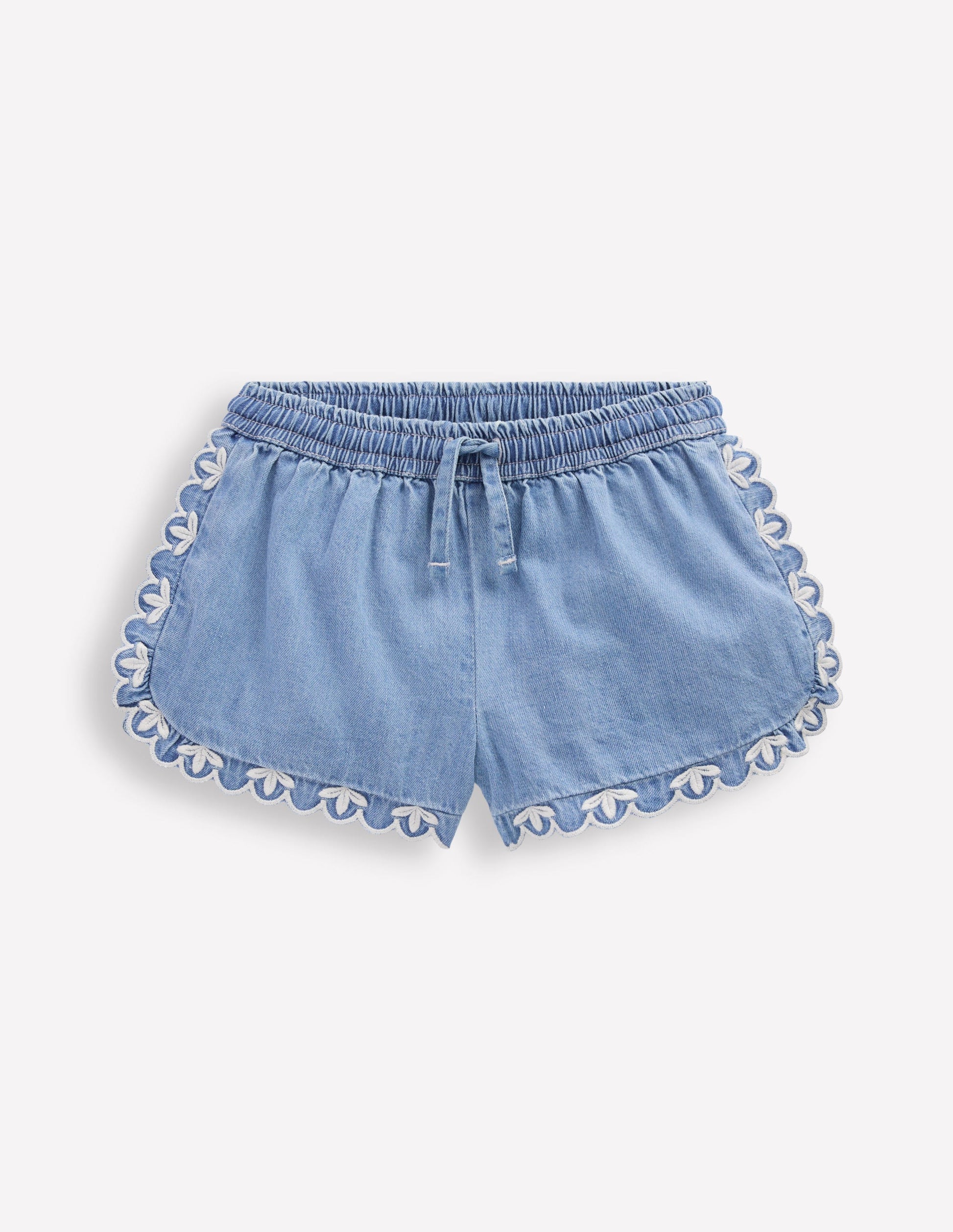 Gewebte Shorts zum Hineinschlüpfen-Blauer Faux-Uni-2