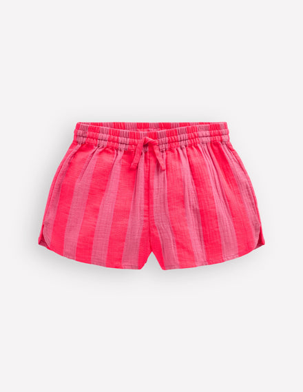 Gewebte Shorts zum Hineinschlüpfen-Ameisenrosa mit Streifen
