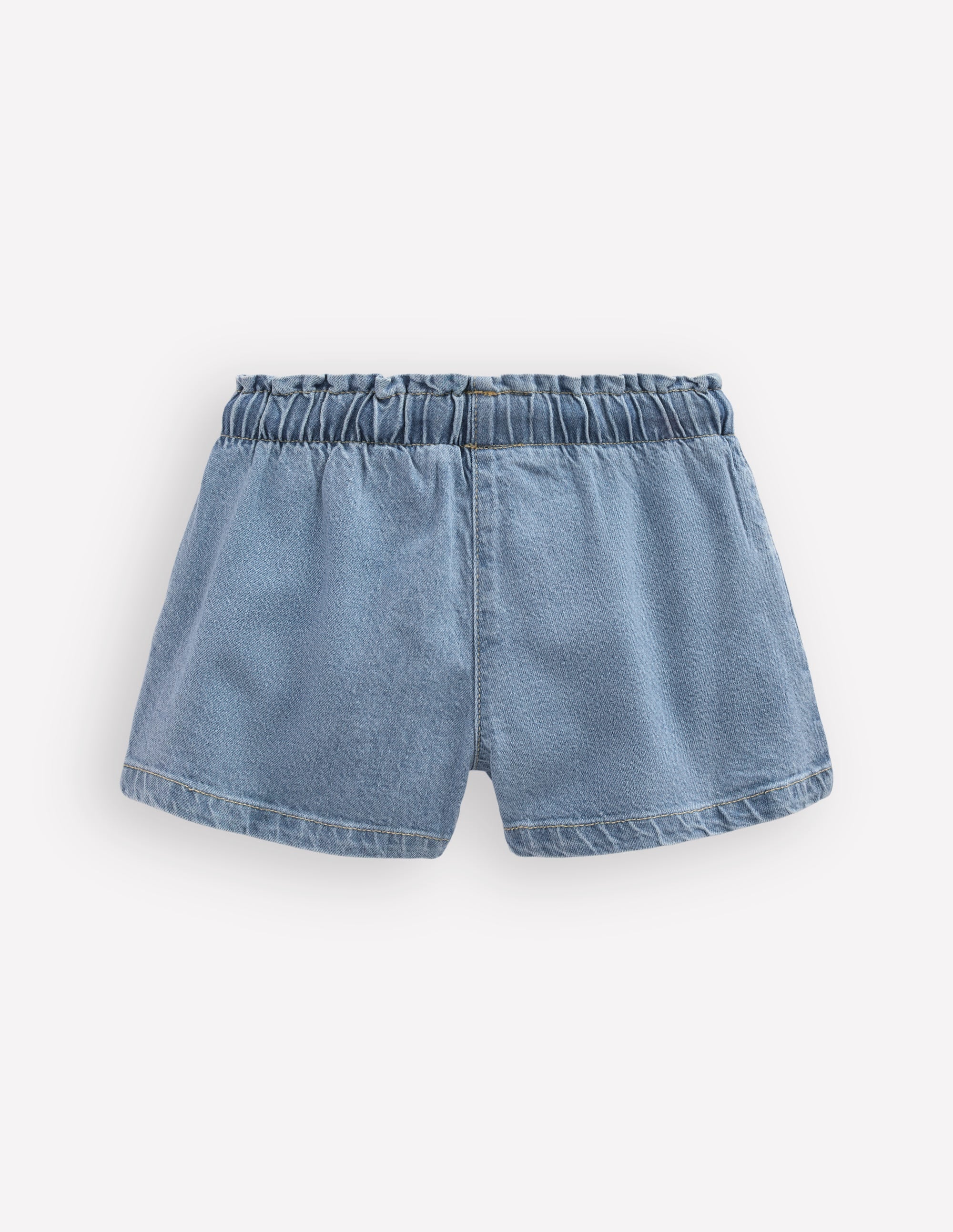 Frill Waist Shorts-Light Wash Denim - Image 2