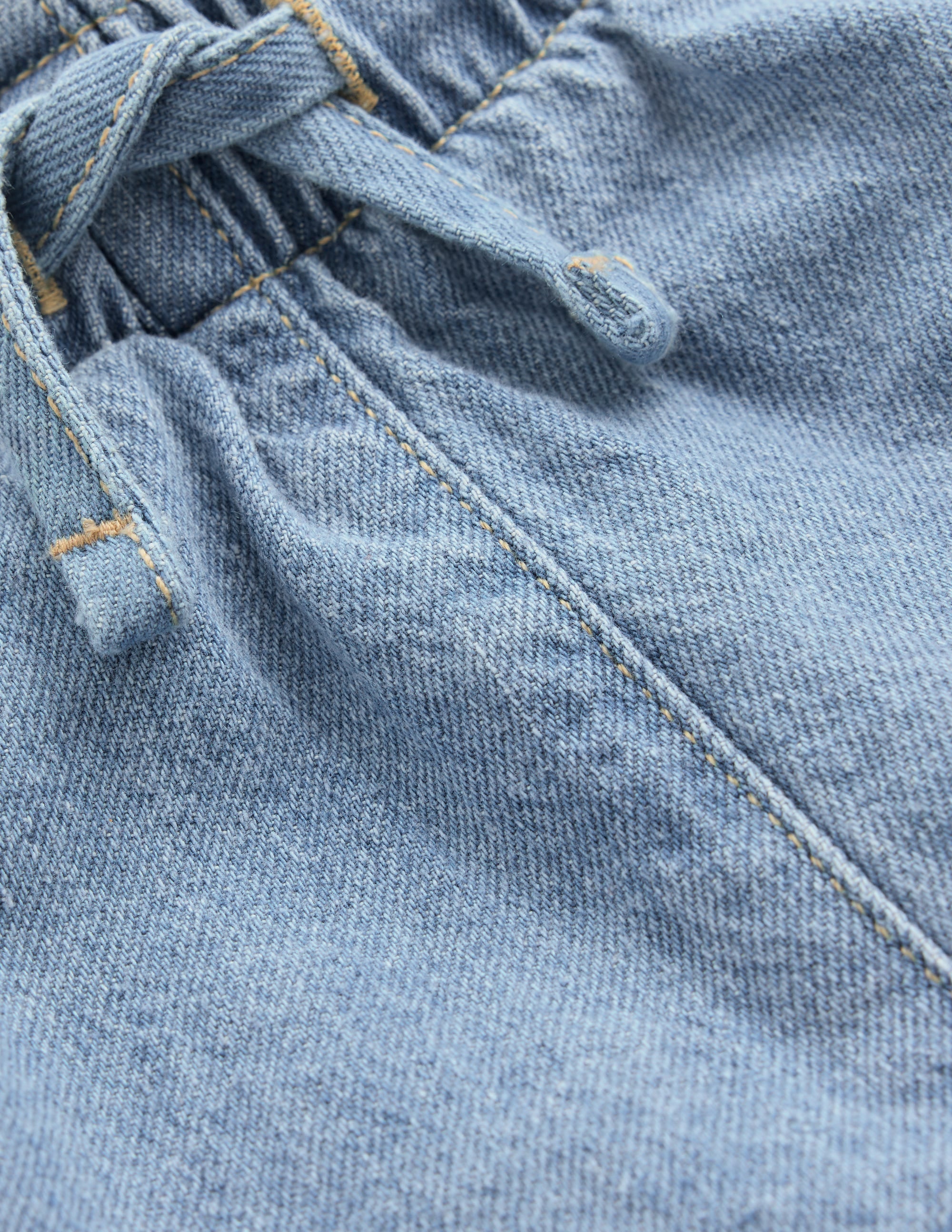 Frill Waist Shorts-Light Wash Denim - Image 3