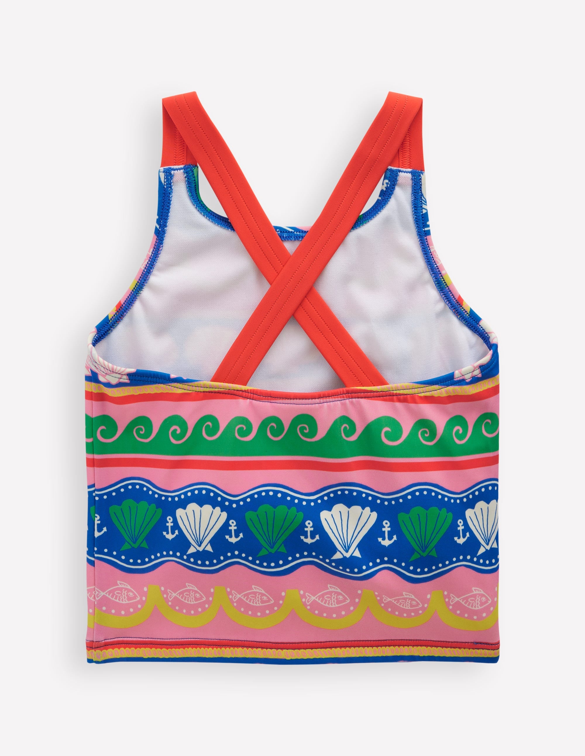 Top de tankini croisé dans le dos-Rayé coquillage multi - Image 2