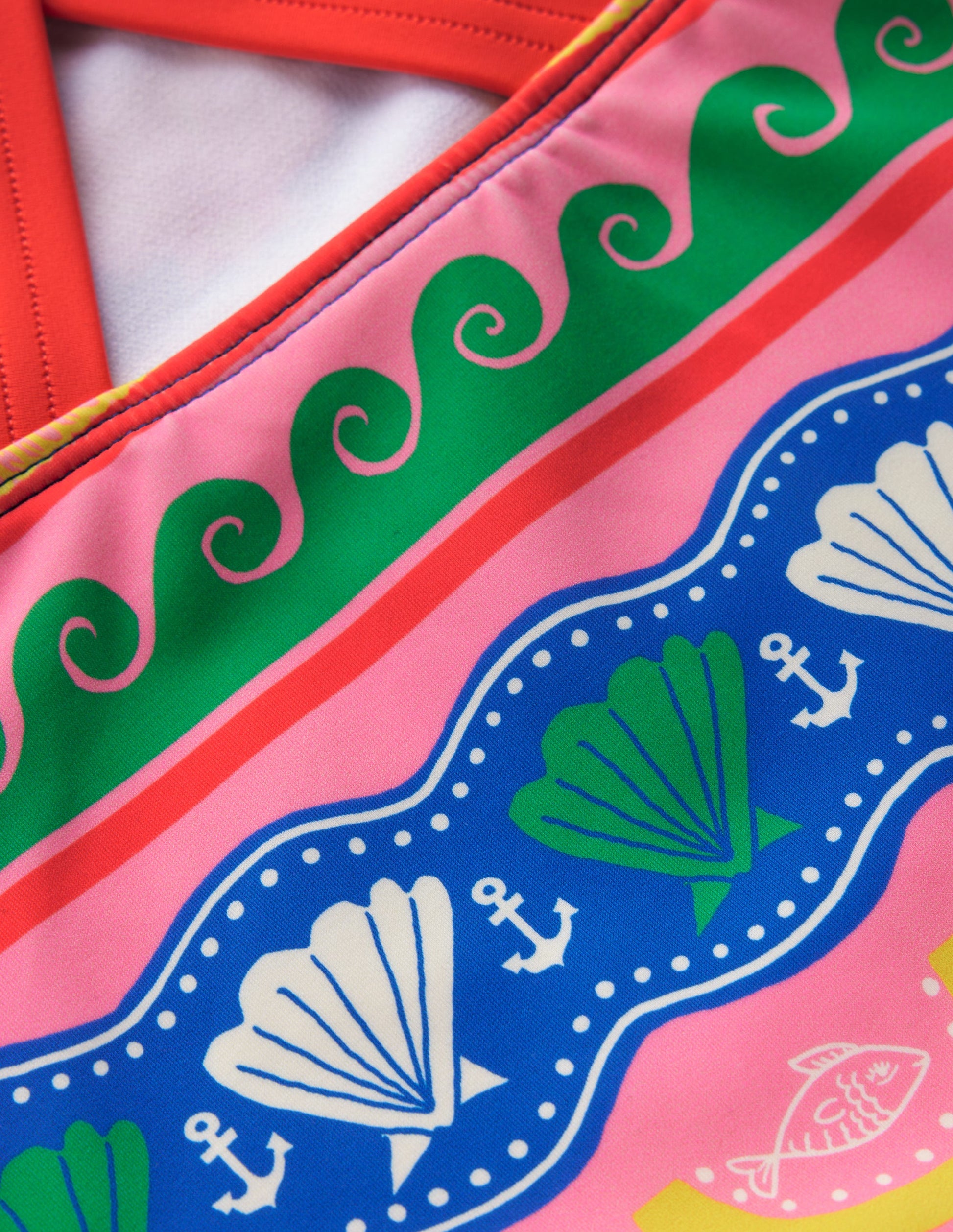 Tankini-Oberteil mit gekreuzten Rückenträgern-Bunt Meer Muschel Streifen-3