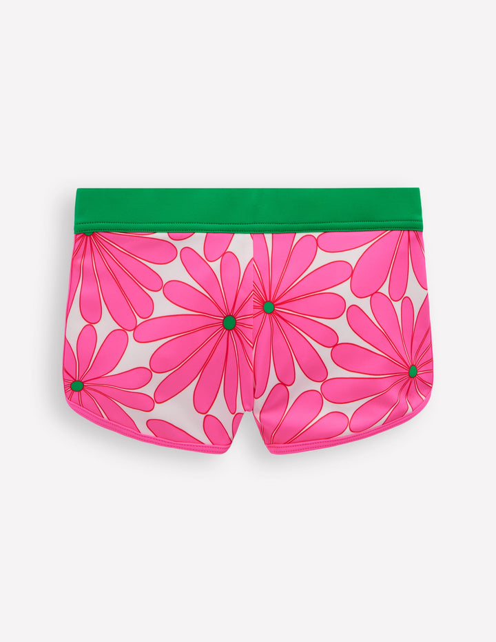 Gemusterte Badeshorts-Festivalrosa Gänseblümchen