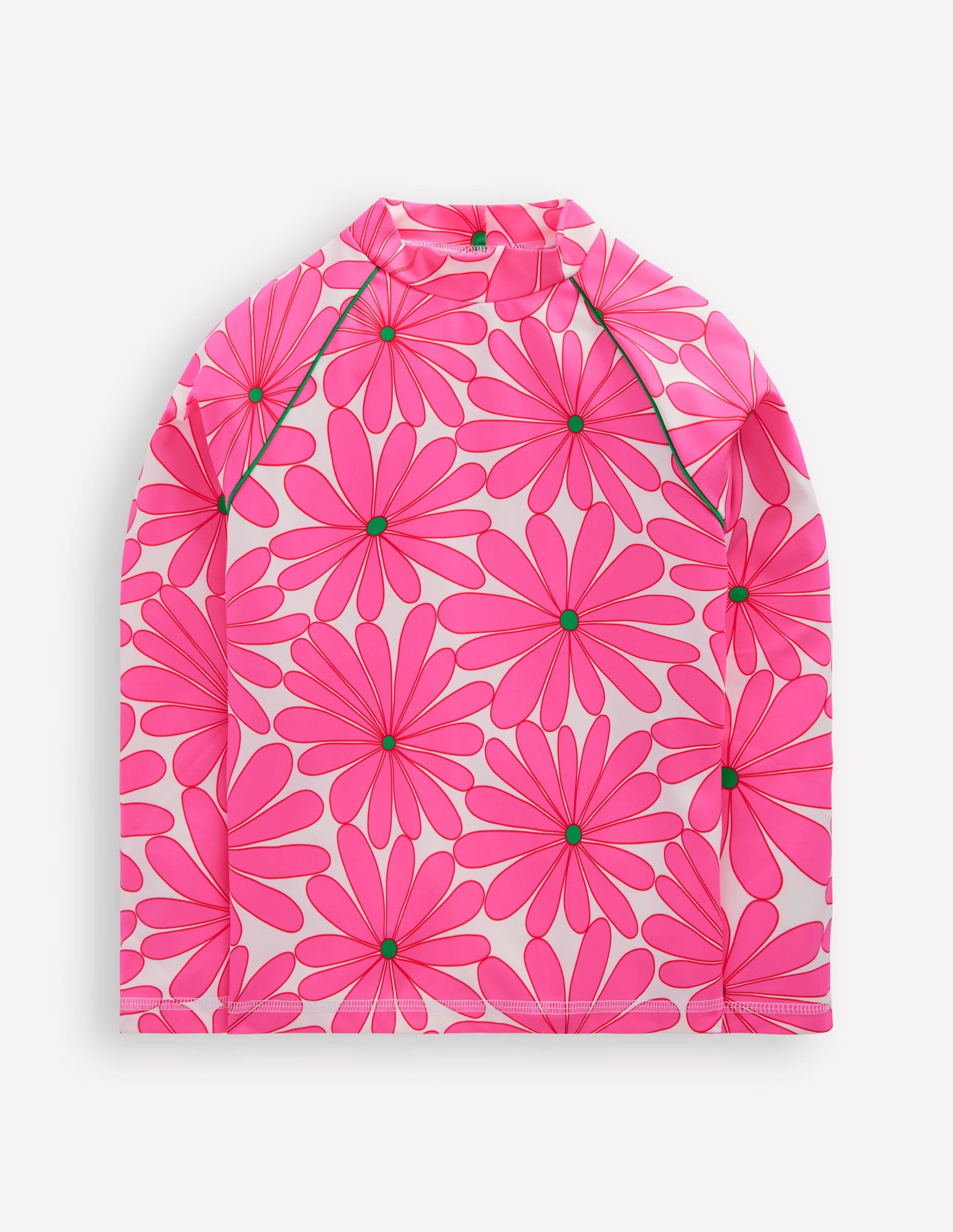 Gemustertes Badeshirt mit Sonnenschutz-Festivalrosa Gänseblümchen-1