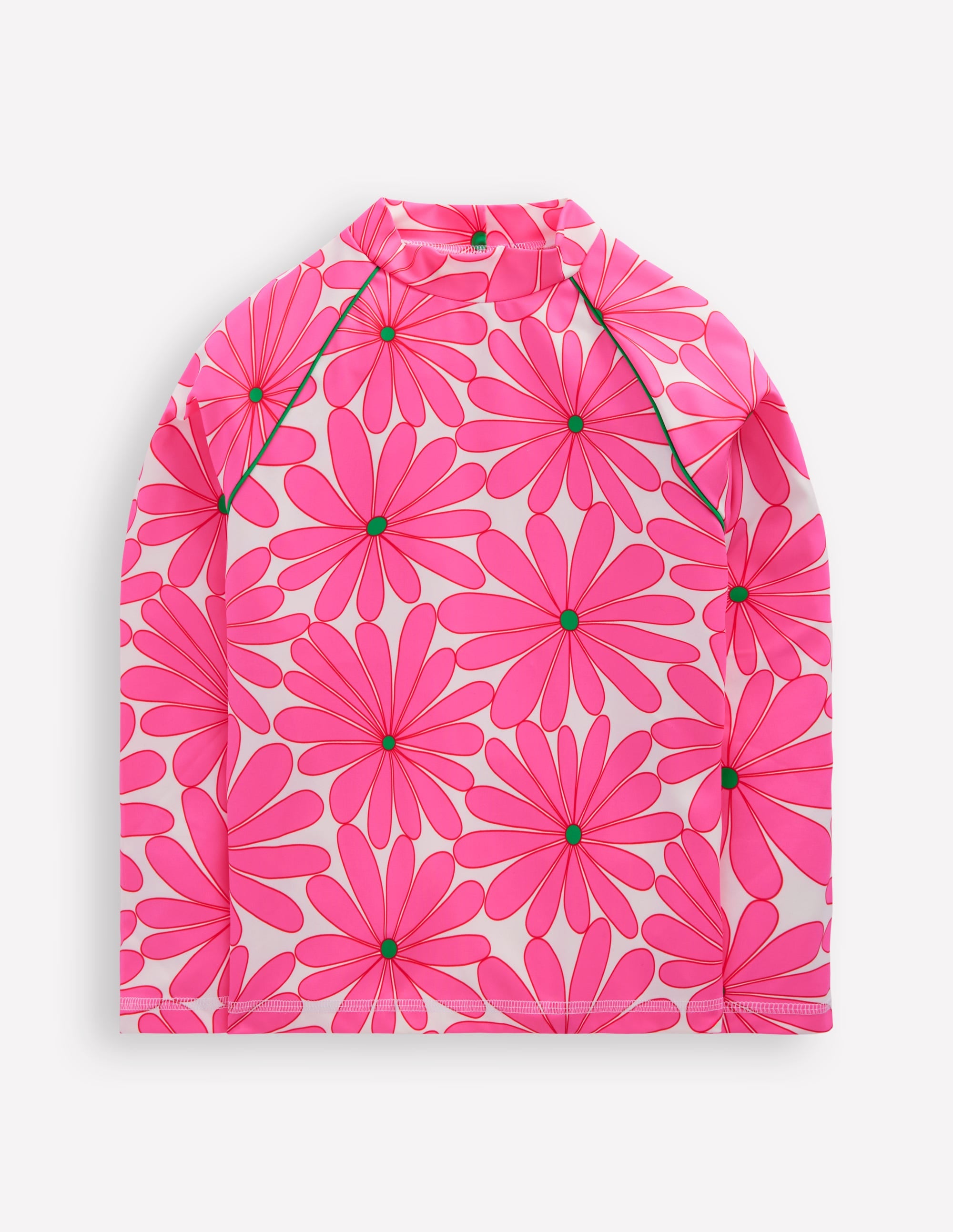 Gemustertes Badeshirt mit Sonnenschutz-Festivalrosa Gänseblümchen - Image 1