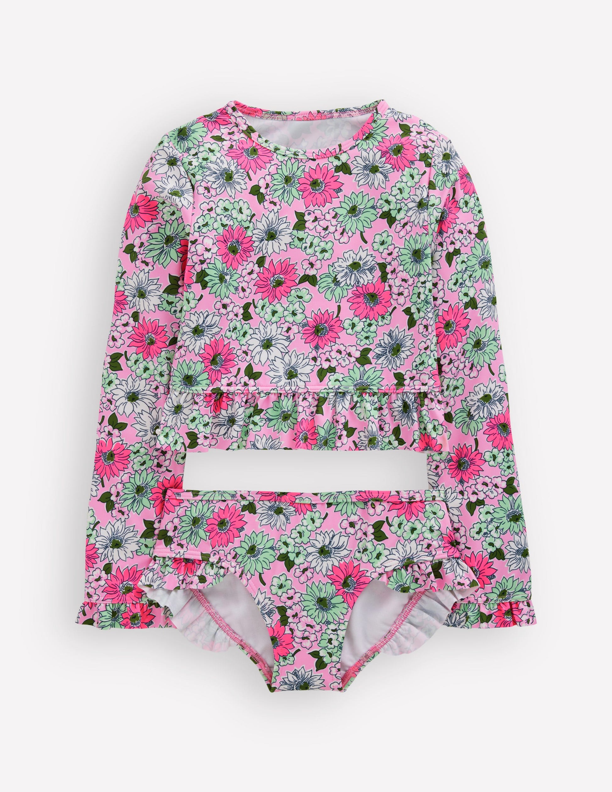 Langärmliges Bade-Set mit Rüschen-Flieder Chiffon Kornblume-1