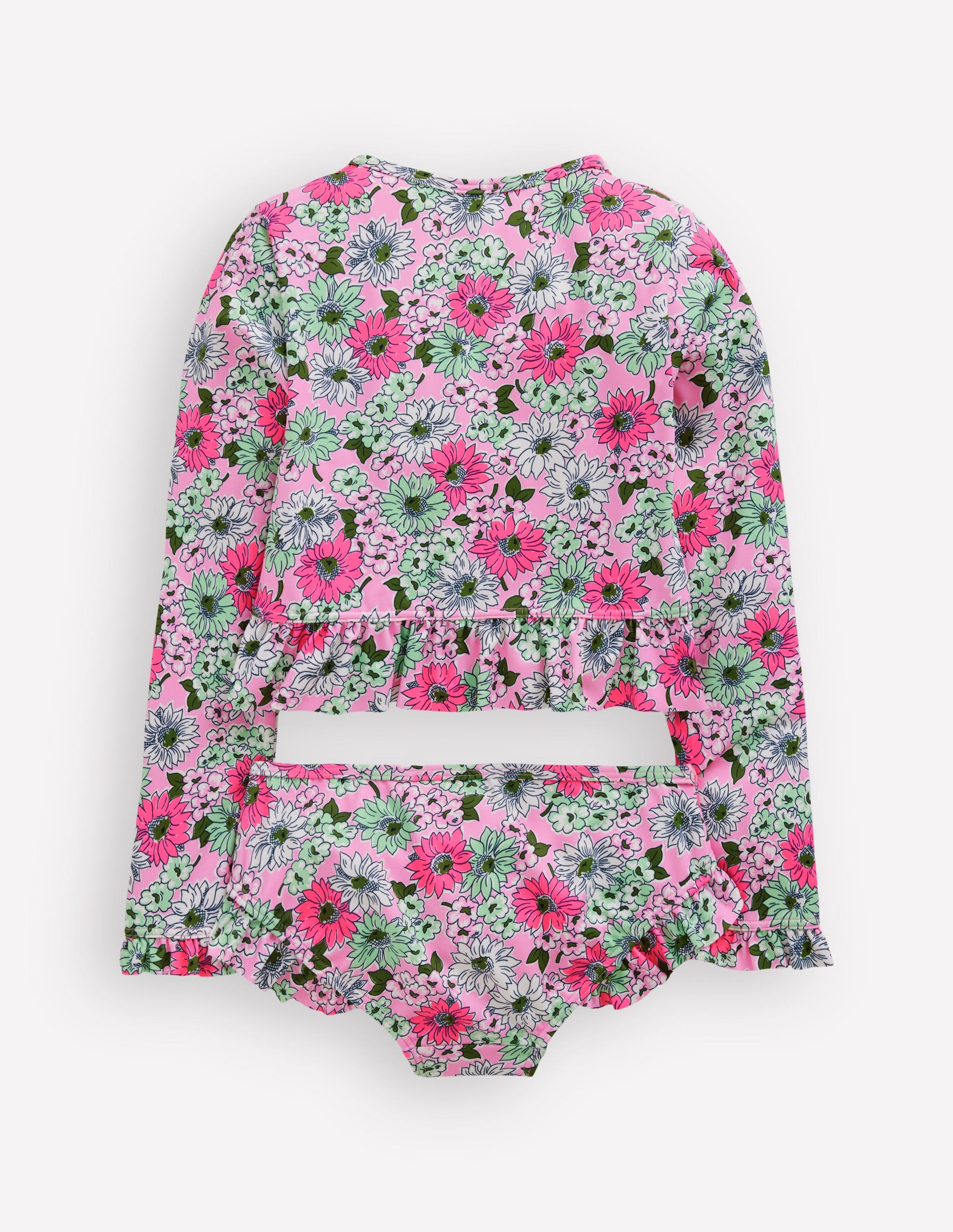 Langärmliges Bade-Set mit Rüschen-Flieder Chiffon Kornblume-2