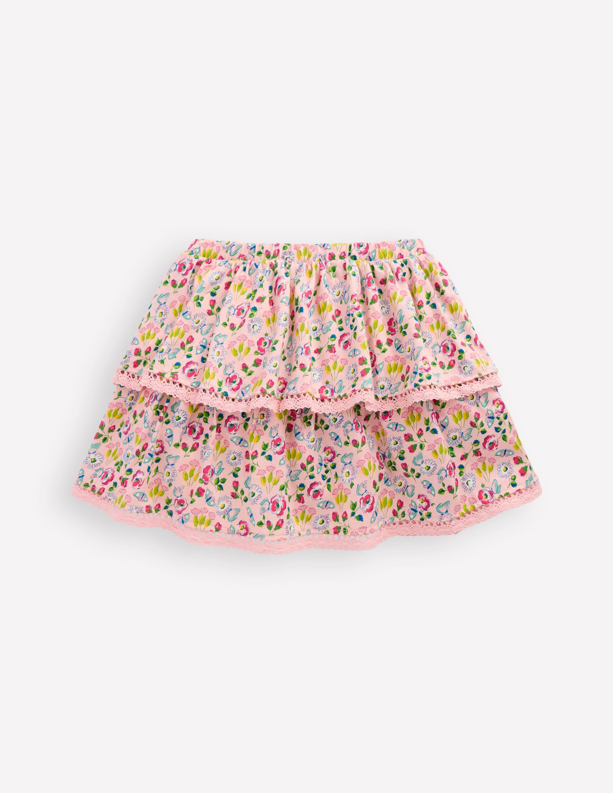 Jersey-Skort mit Rüschen-Kreiderosa Frühlingsgarten - Image 2