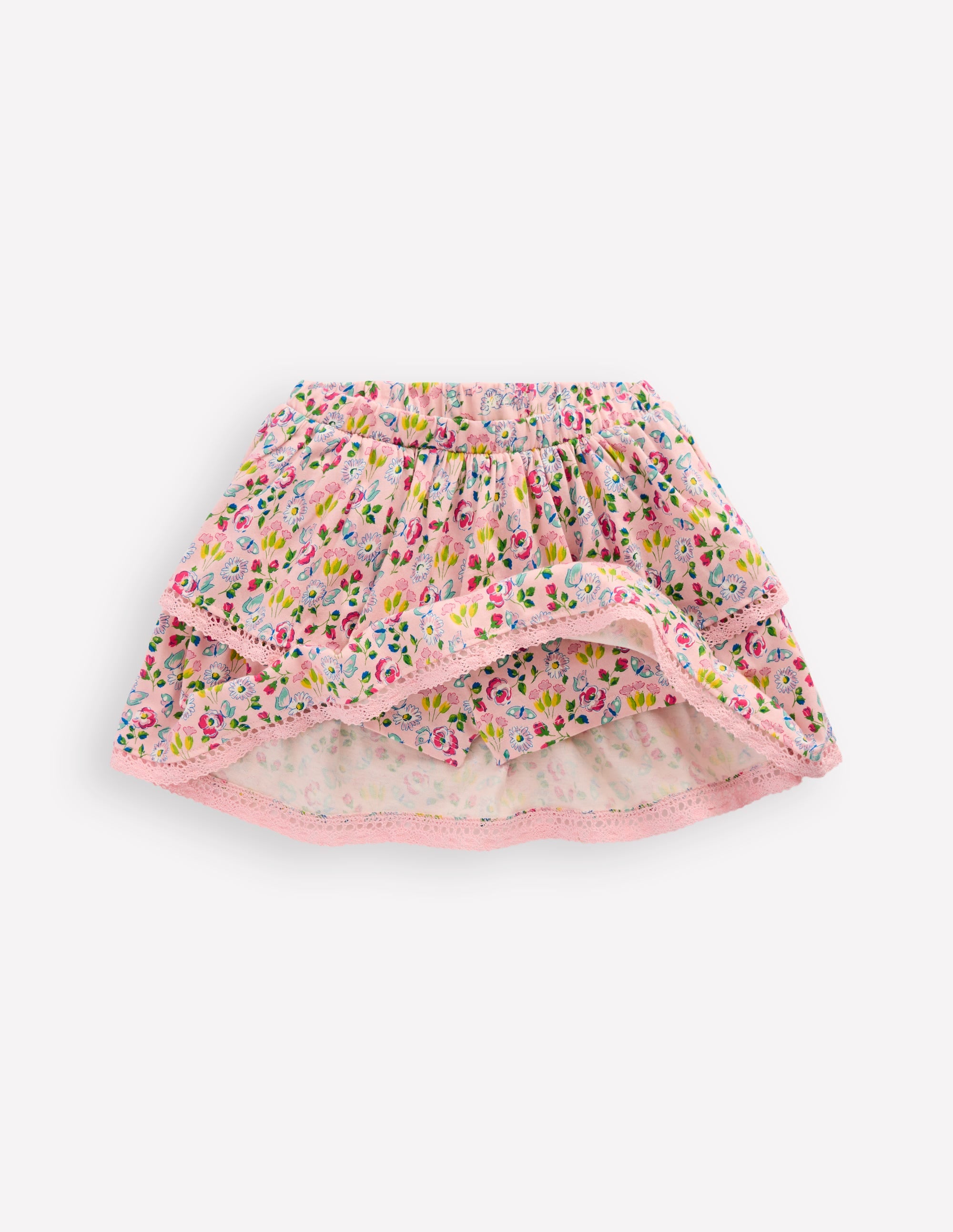 Jersey-Skort mit Rüschen-Kreiderosa Frühlingsgarten - Image 4