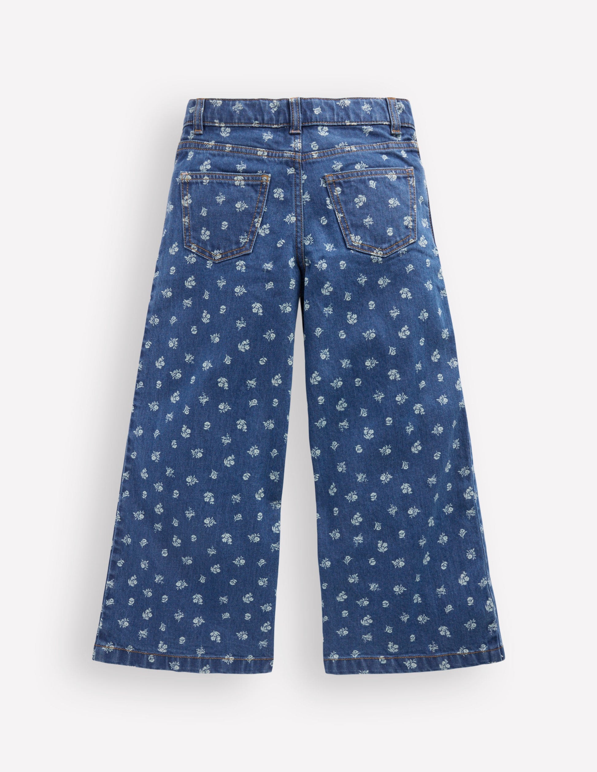 Jeans mit weitem Bein-Denim Blumenmuster-2