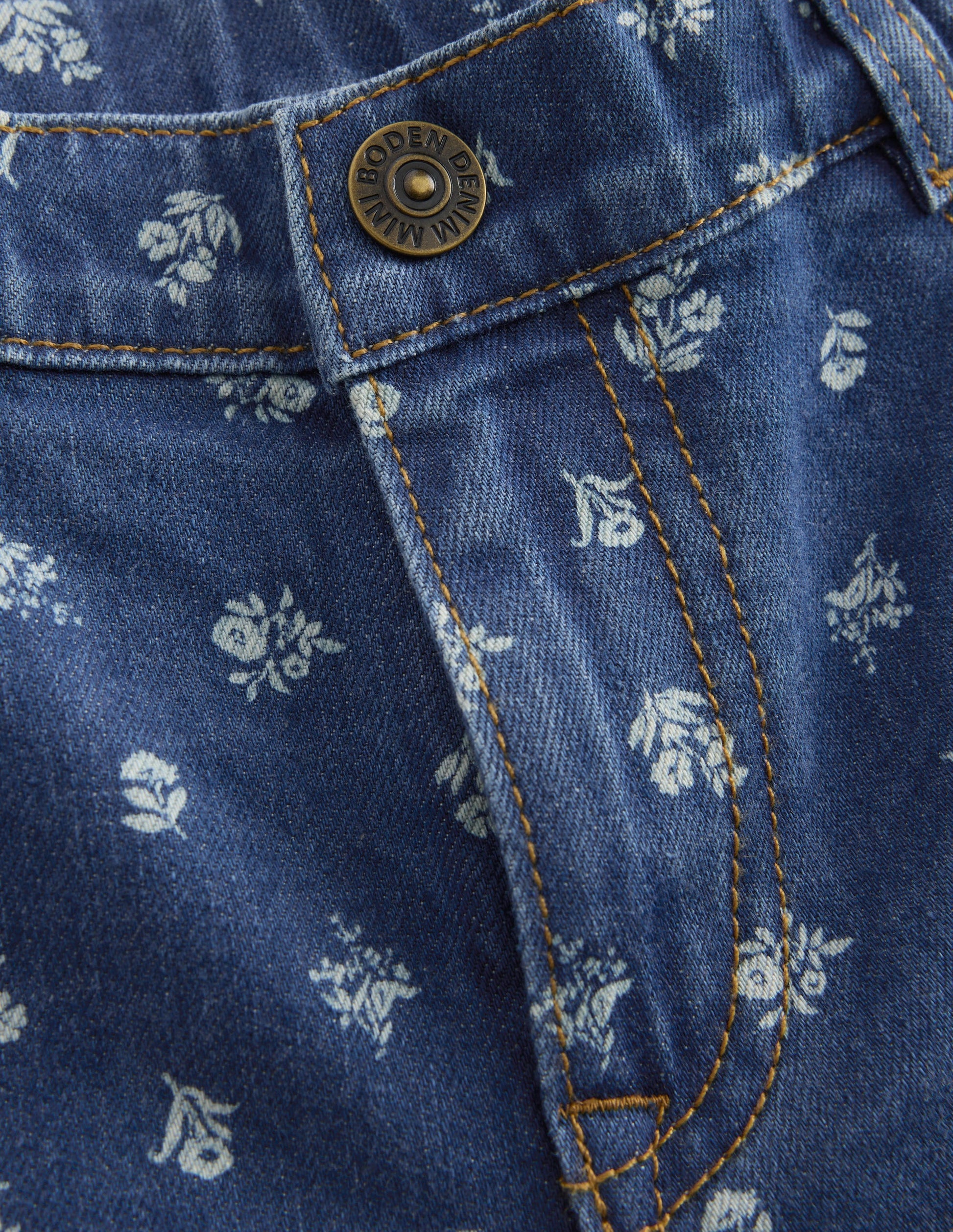 Jeans mit weitem Bein-Denim Blumenmuster-3