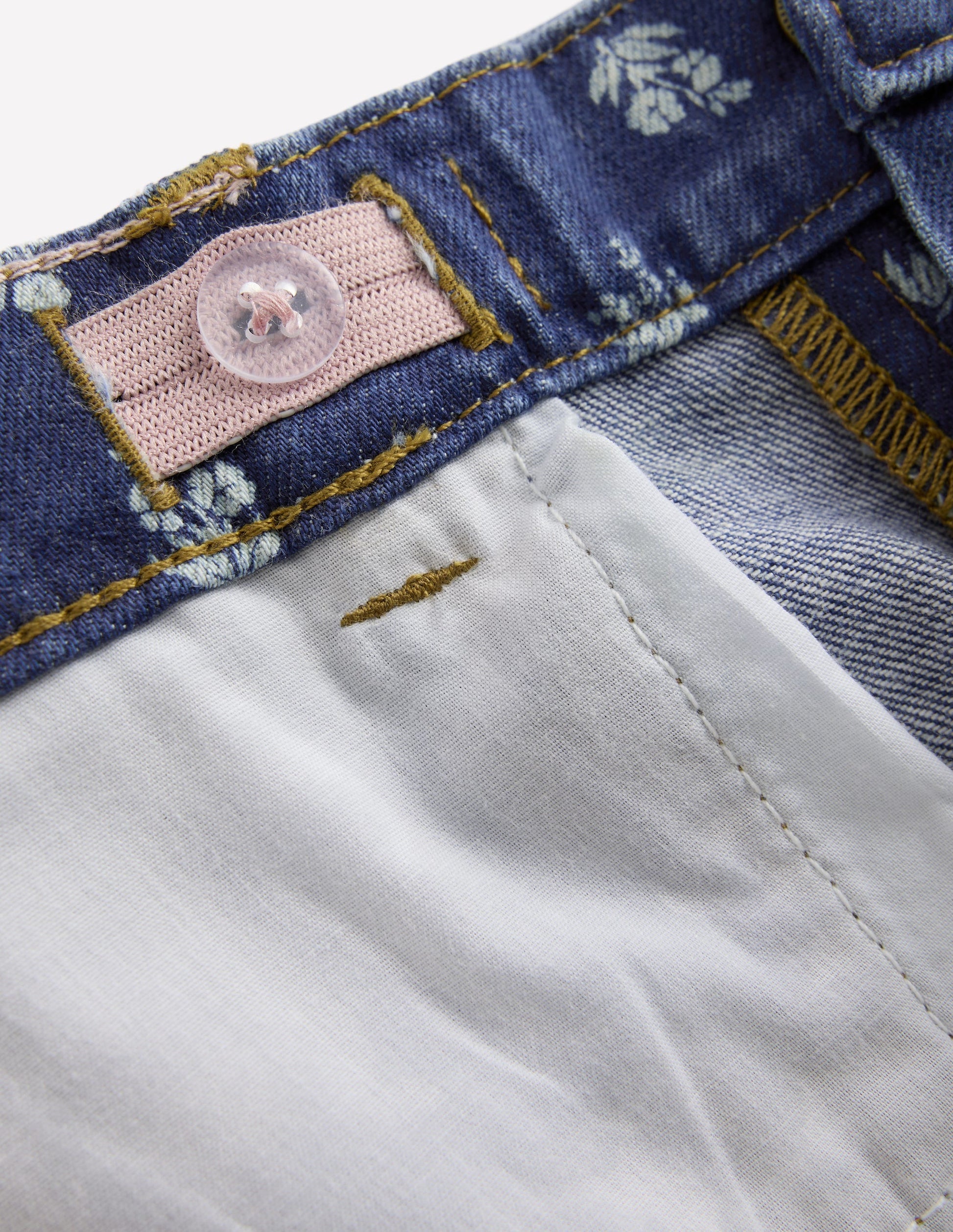 Jeans mit weitem Bein-Denim Blumenmuster-4