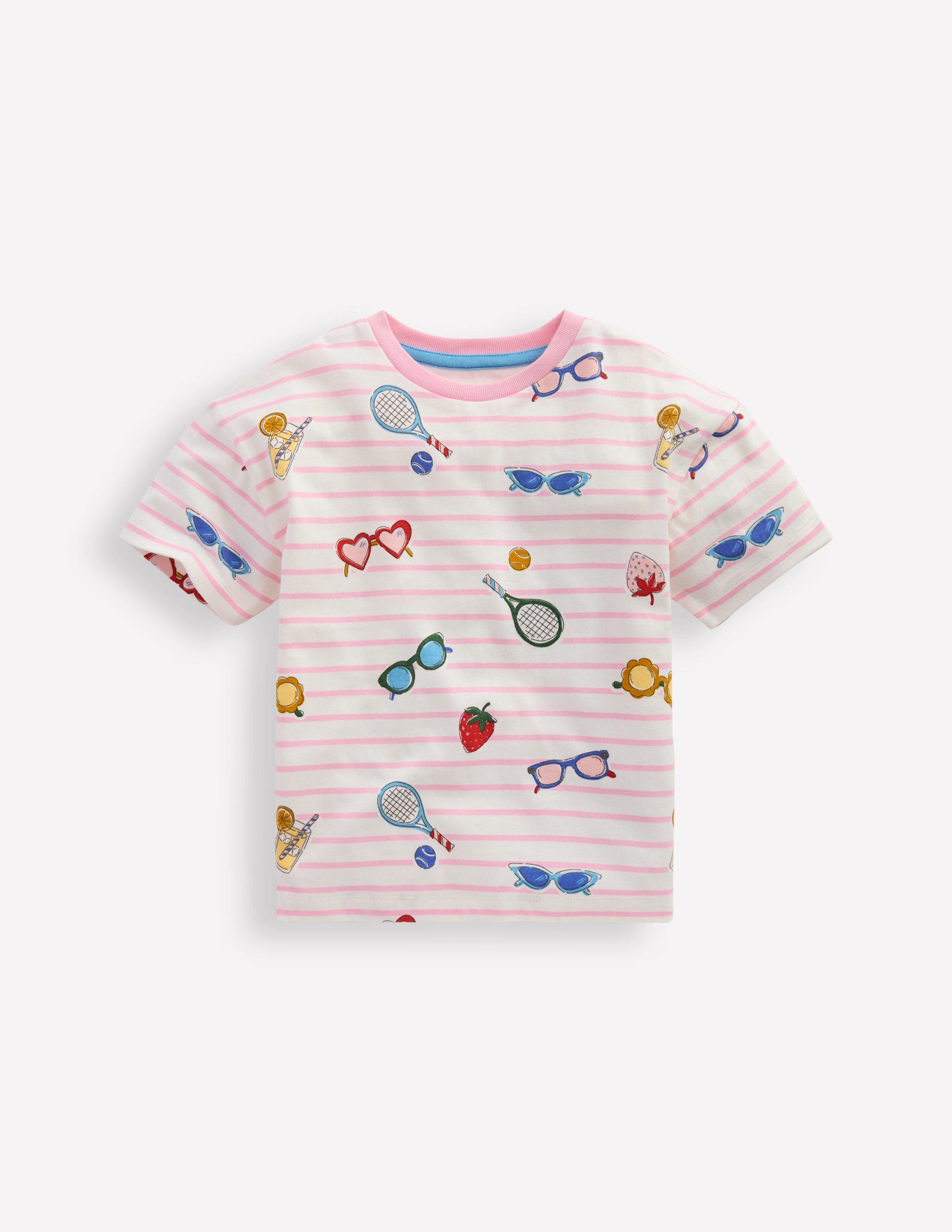 Lockeres Breton-T-Shirt-Frühlingsblütenrosa Urlaub-1