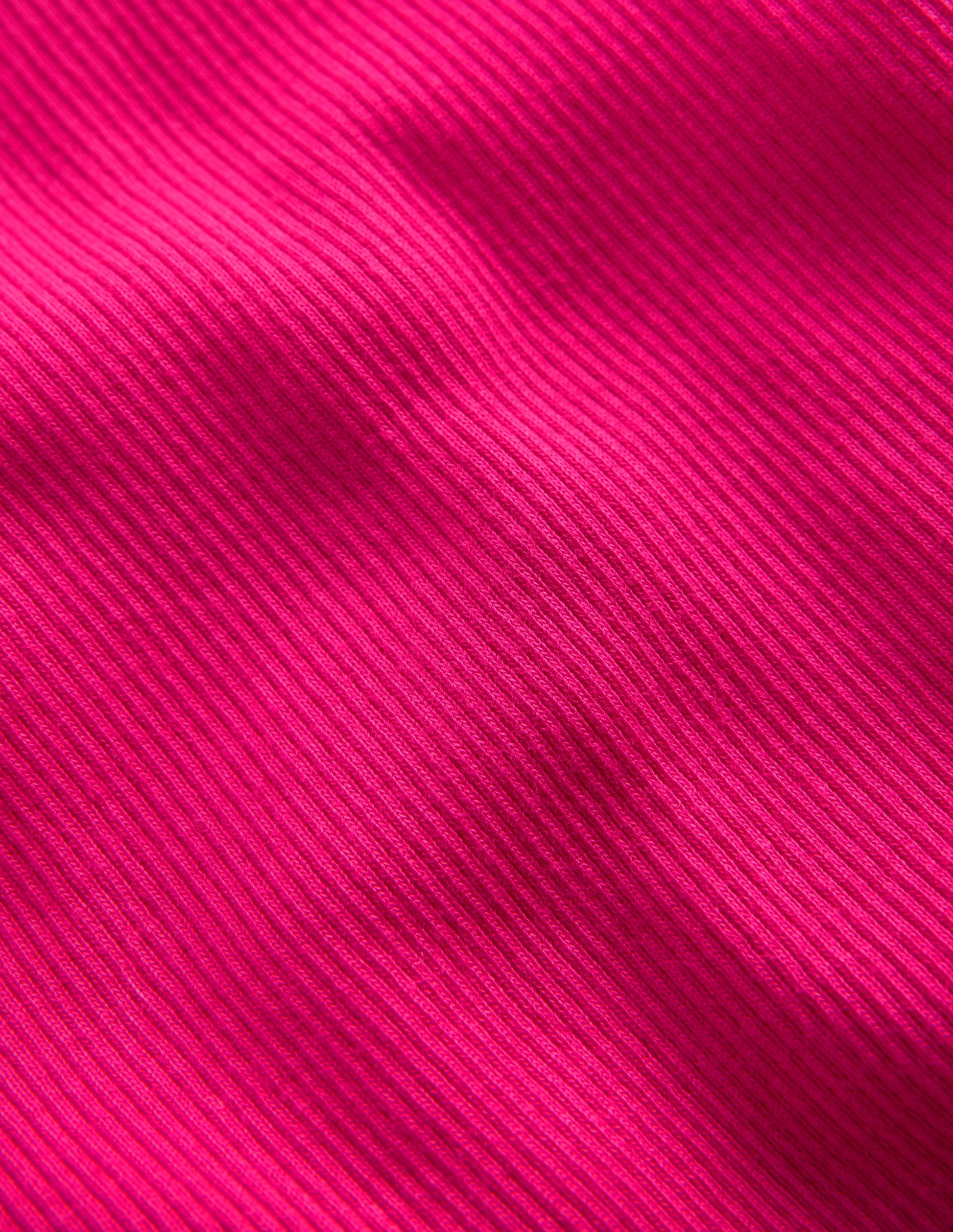 Geripptes Kurzarm-T-Shirt-Rosarot-3