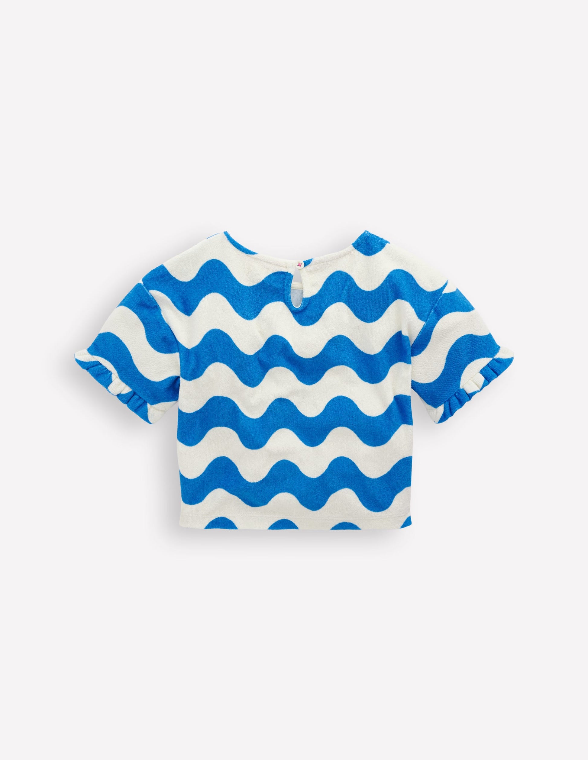 Dropped Shoulder Towelling Top-Blue Wave Stripe-2