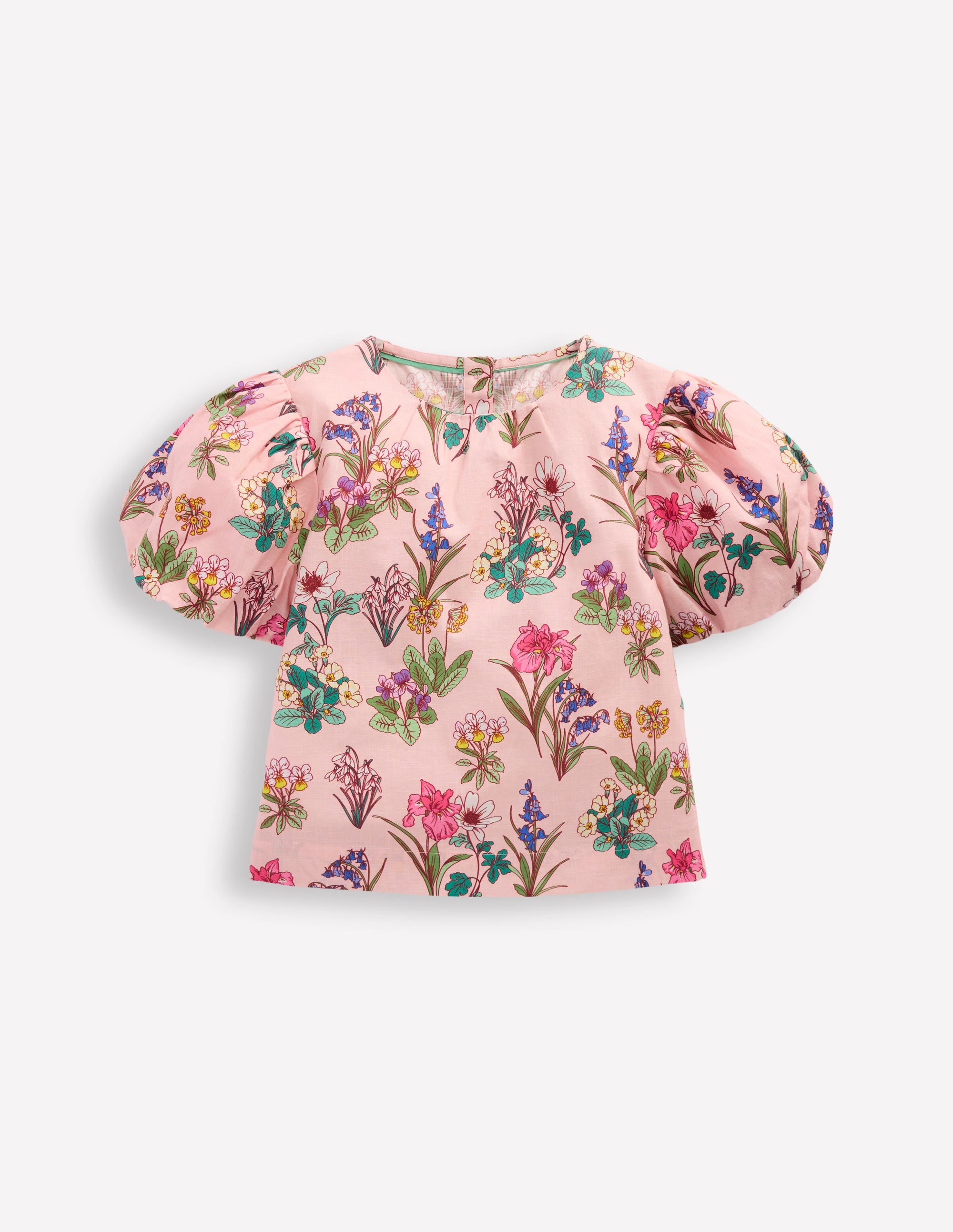 Puff Sleeve Woven Top-Pink Floral - Image 1