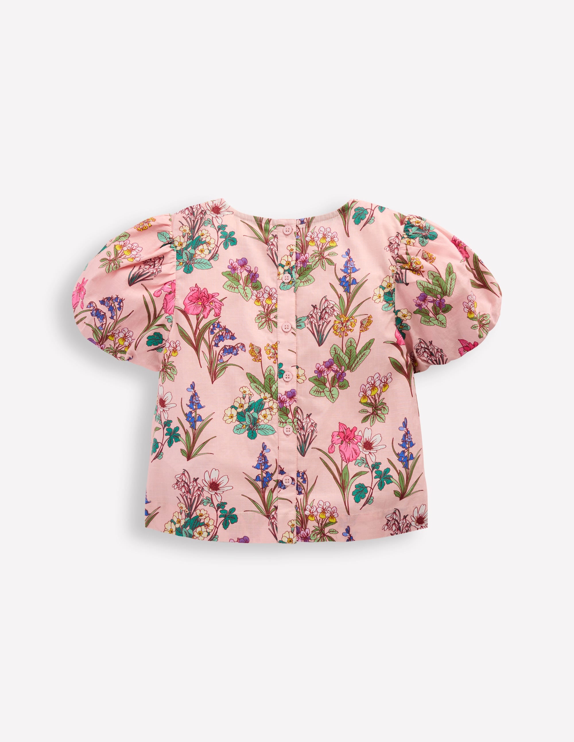 Puff Sleeve Woven Top-Pink Floral - Image 2