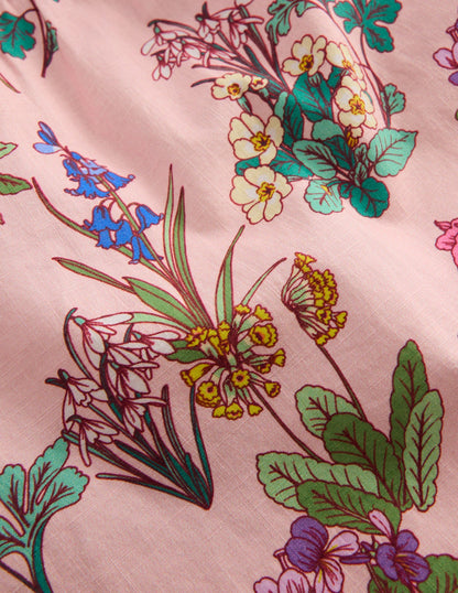 Gewebtes Oberteil mit Puffärmeln-Pink Geblümt-3