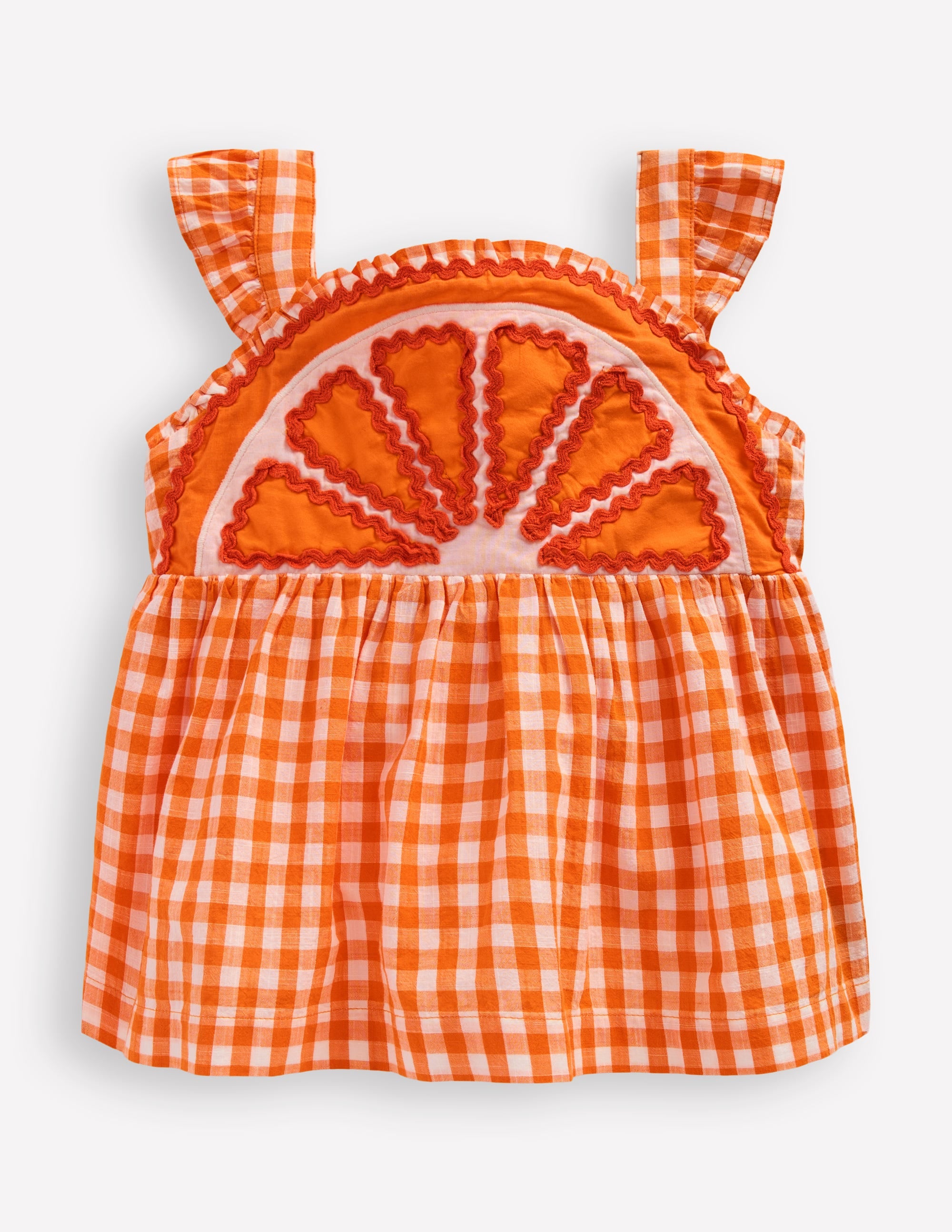 Originelles Trägertop-Orange und Naturweiß Vichykaro - Image 1