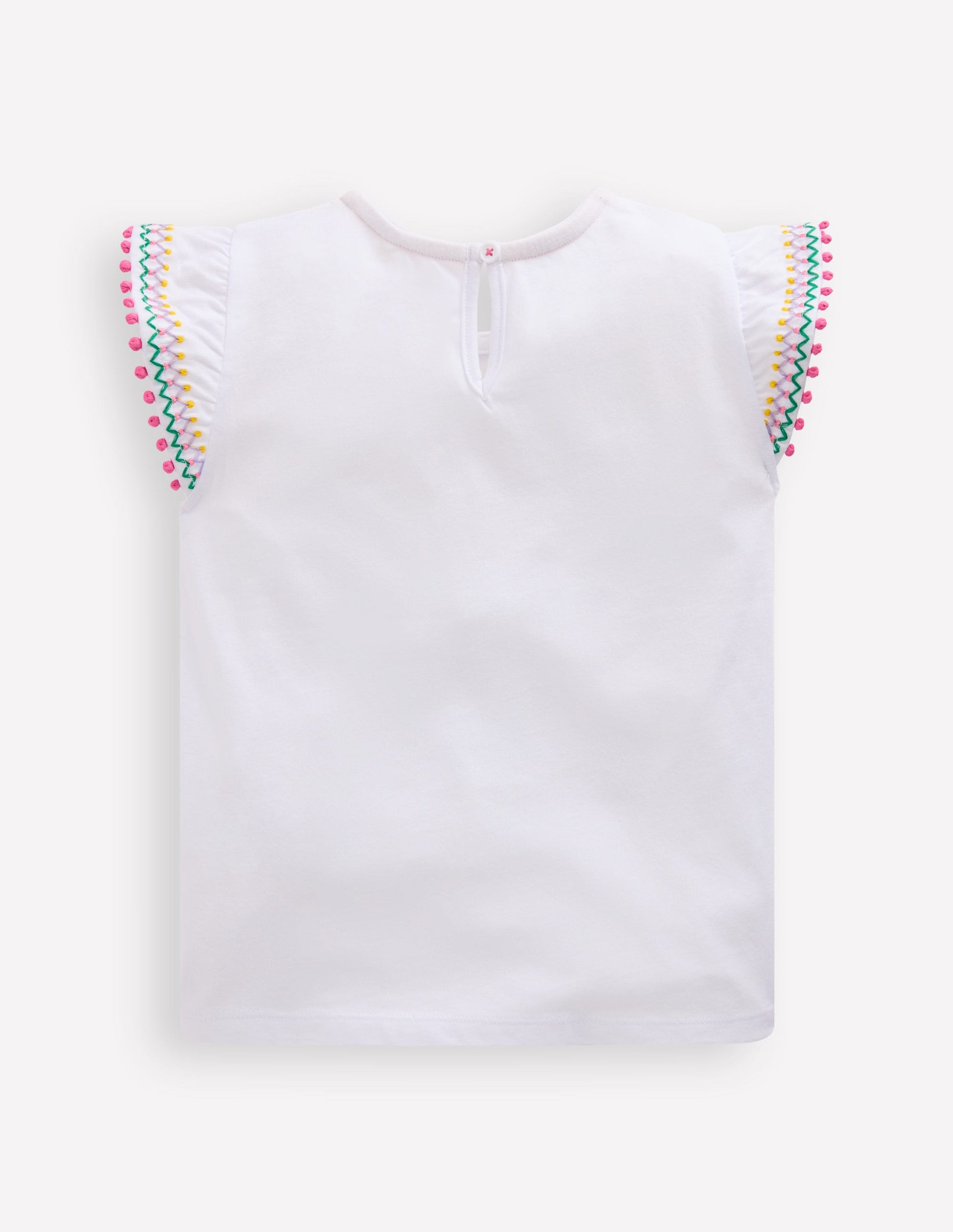 Top à manches virevoltantes et détails-Blanc-2