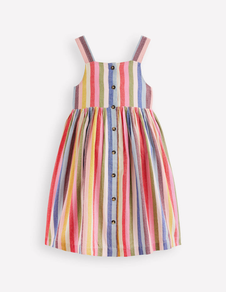 Remy Button Through Dress-Pink/ Green Multistripe