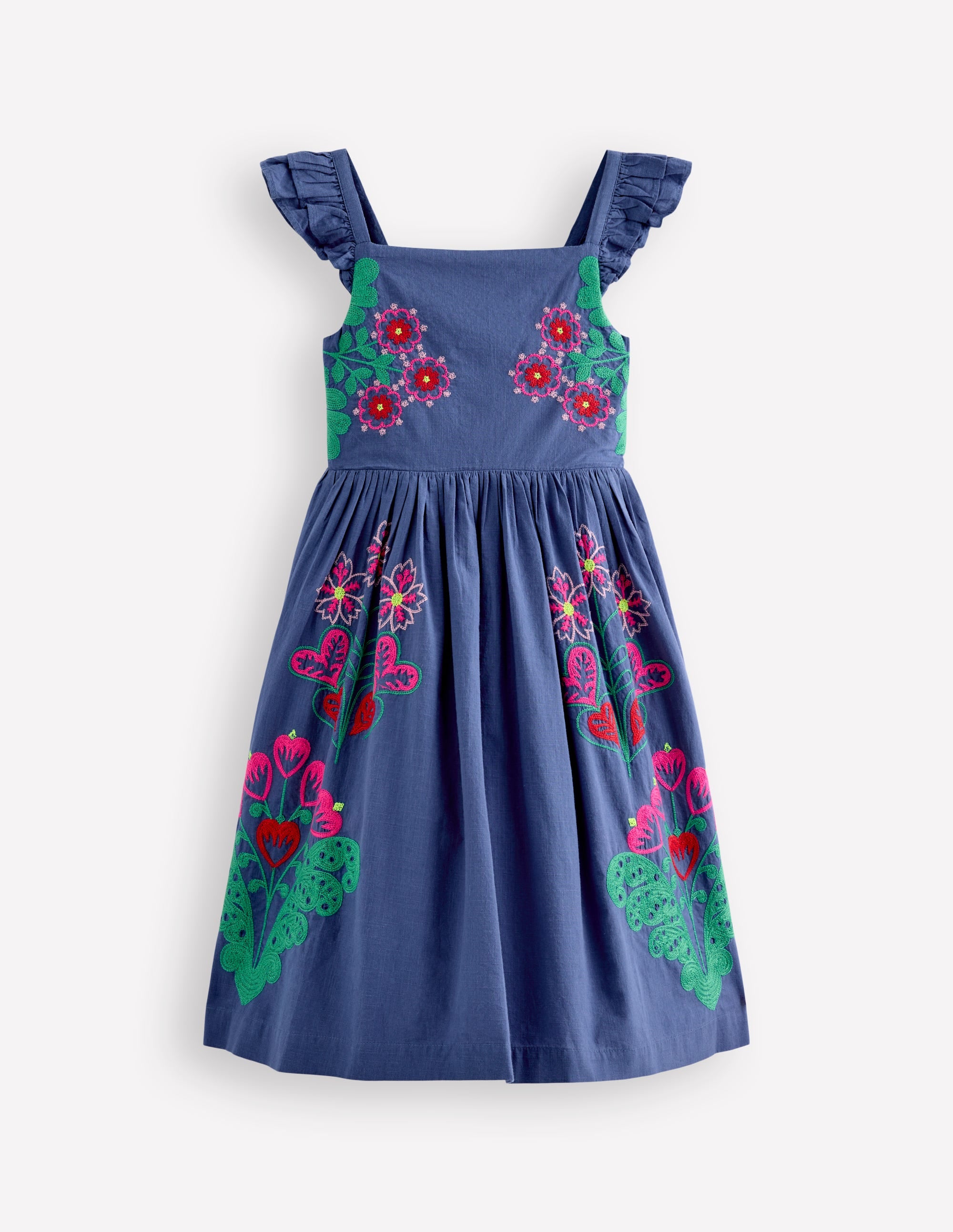 Annalisa Sommerkleid zum Herumwirbeln-Denim-Blau Stickerei - Image 1