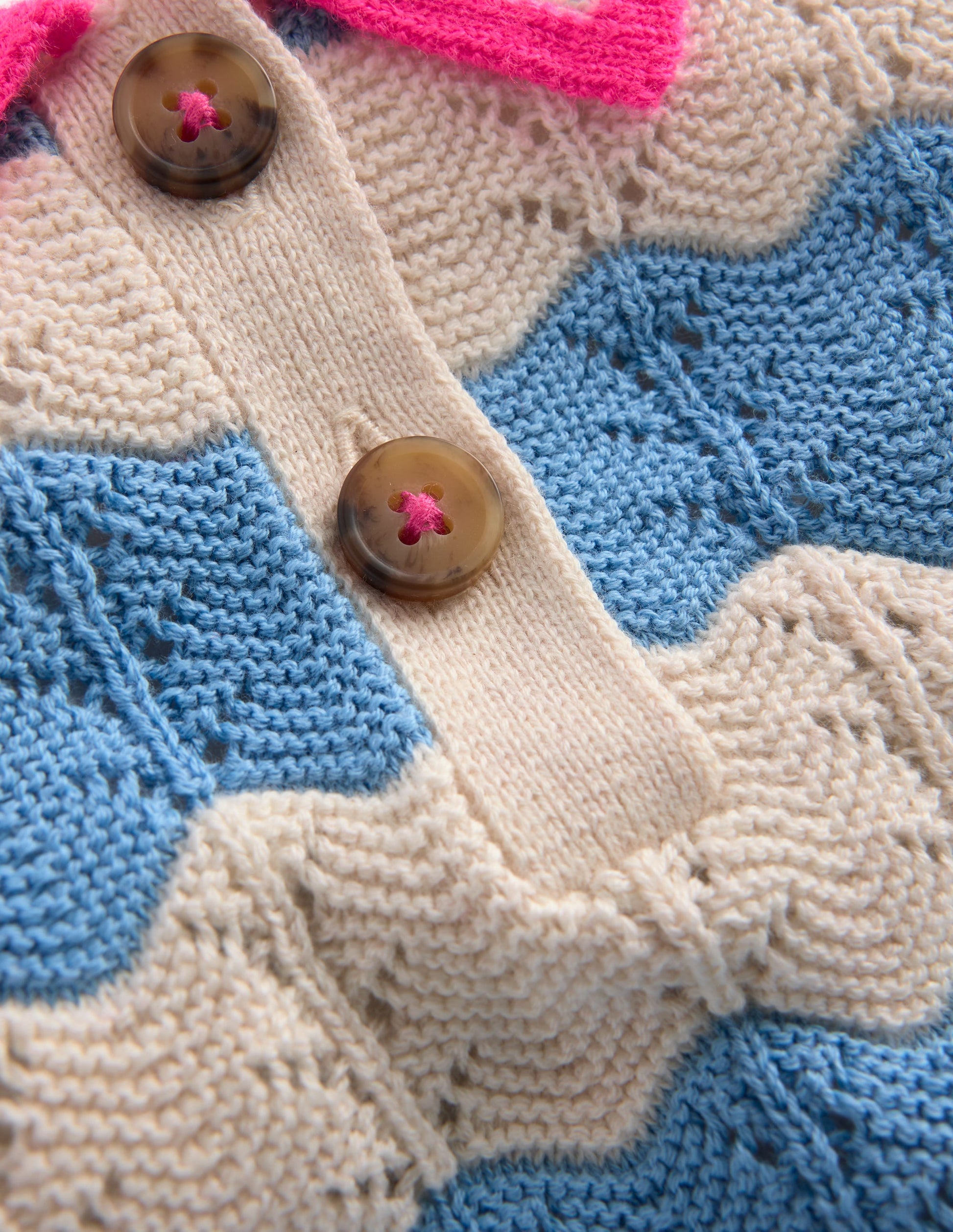 Poloshirt aus Pointelle-Strick-Wellenblau-4