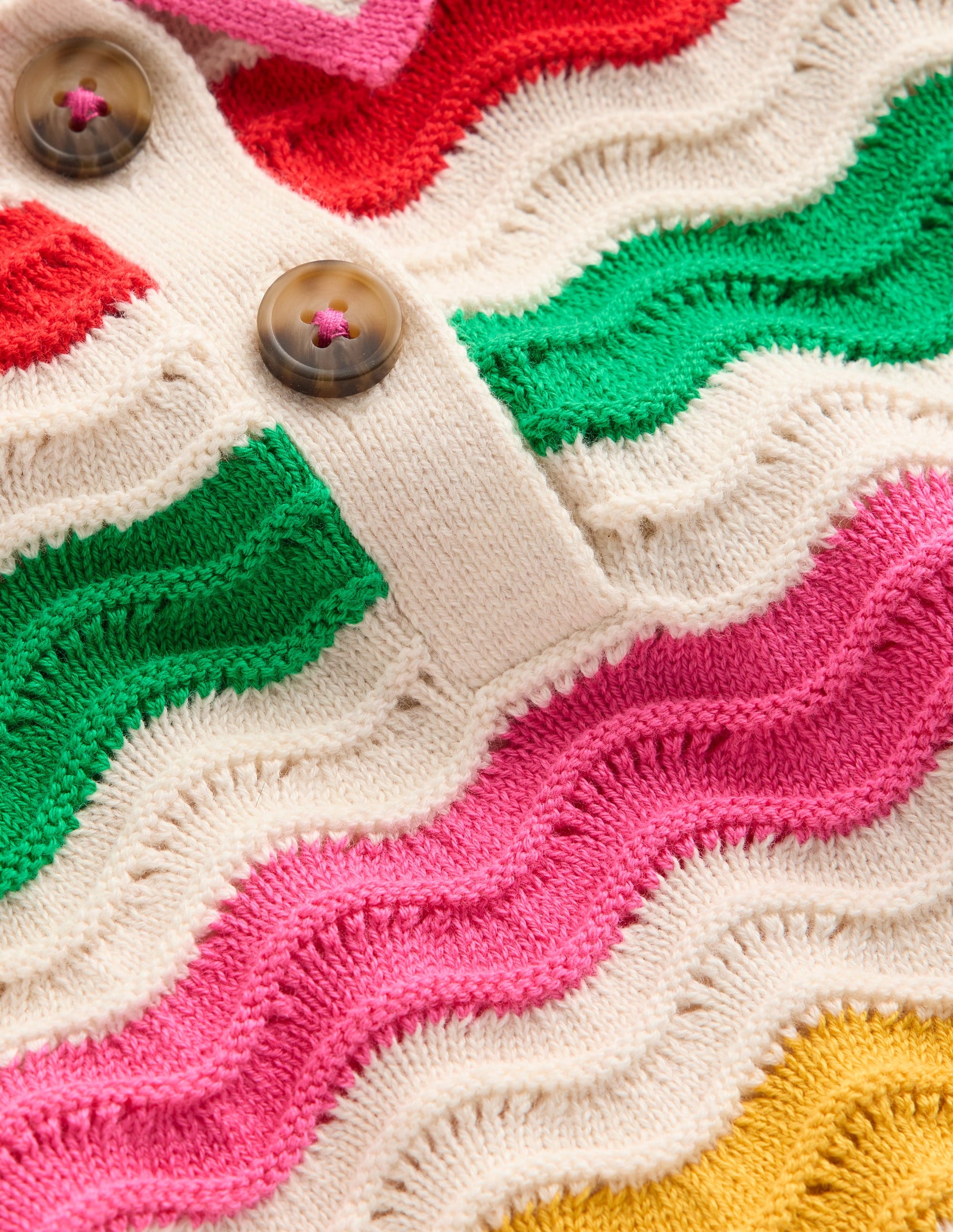 Poloshirt aus Pointelle-Strick-Beige Meliert Bunt Welle-4