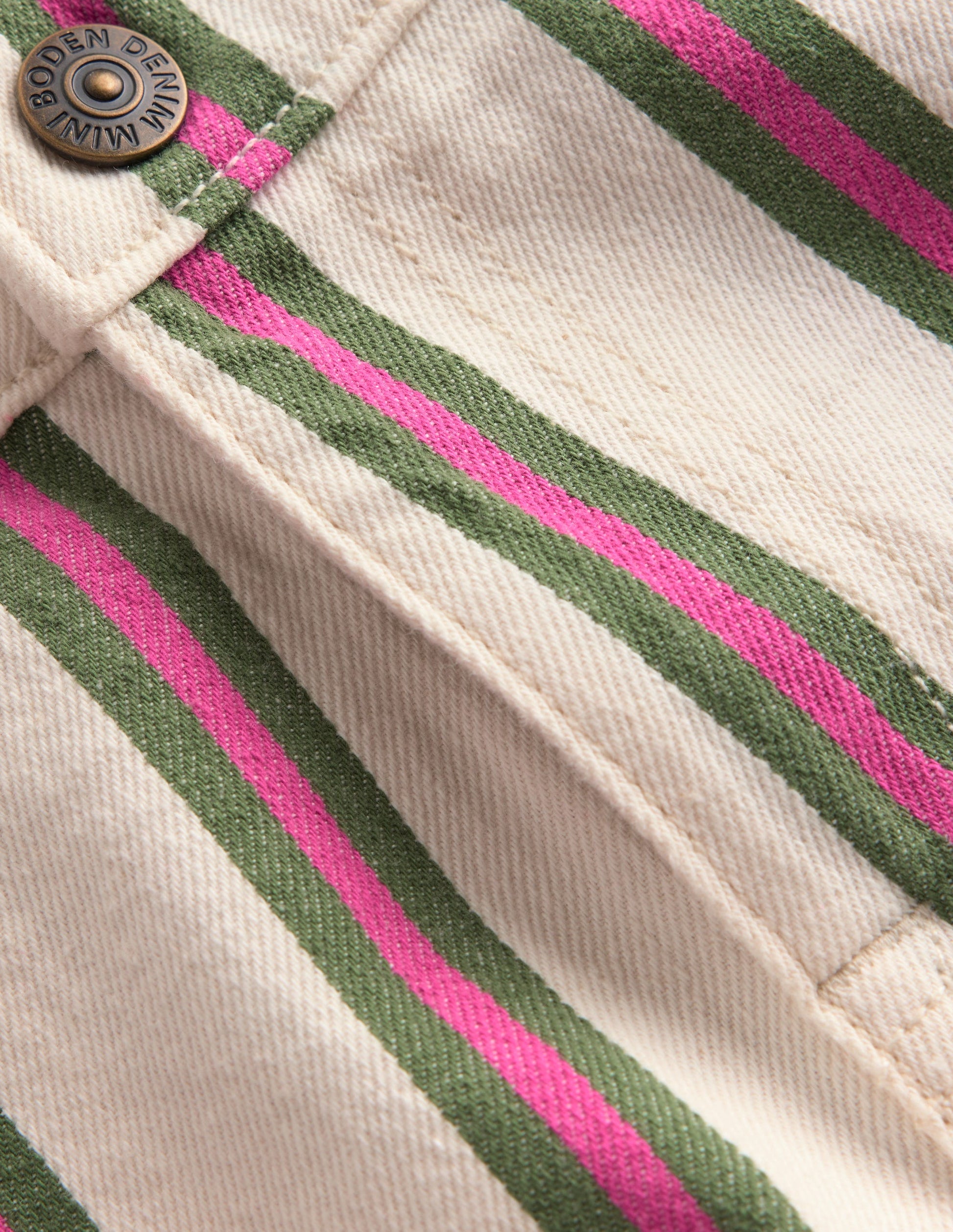 Jeansshorts-Naturweiß/Grün/Rosa Streifen-3