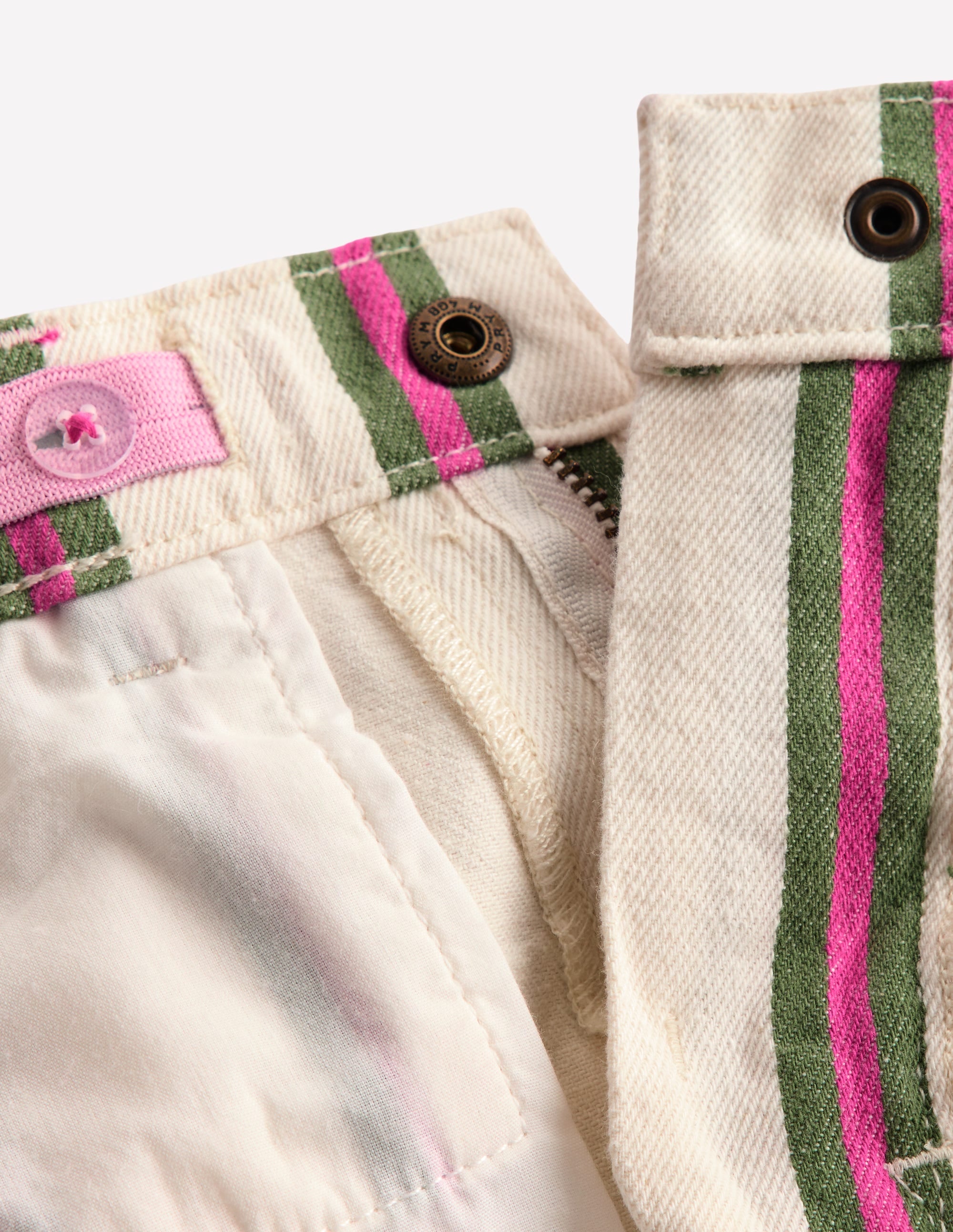 Jeansshorts-Naturweiß/Grün/Rosa Streifen - Image 4