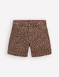 Jeansshorts-Mohair, Leopardenmuster